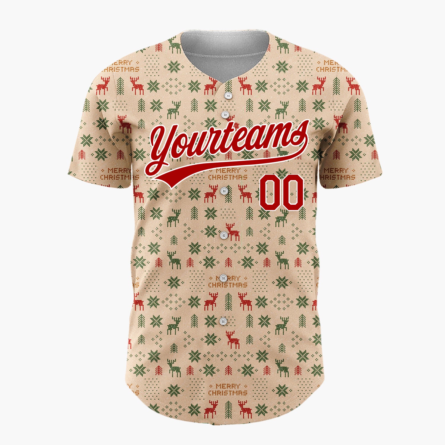 Custom Beige Kraft Paper Christmas Doodles Minimalist Pattern Christmas Baseball Jersey