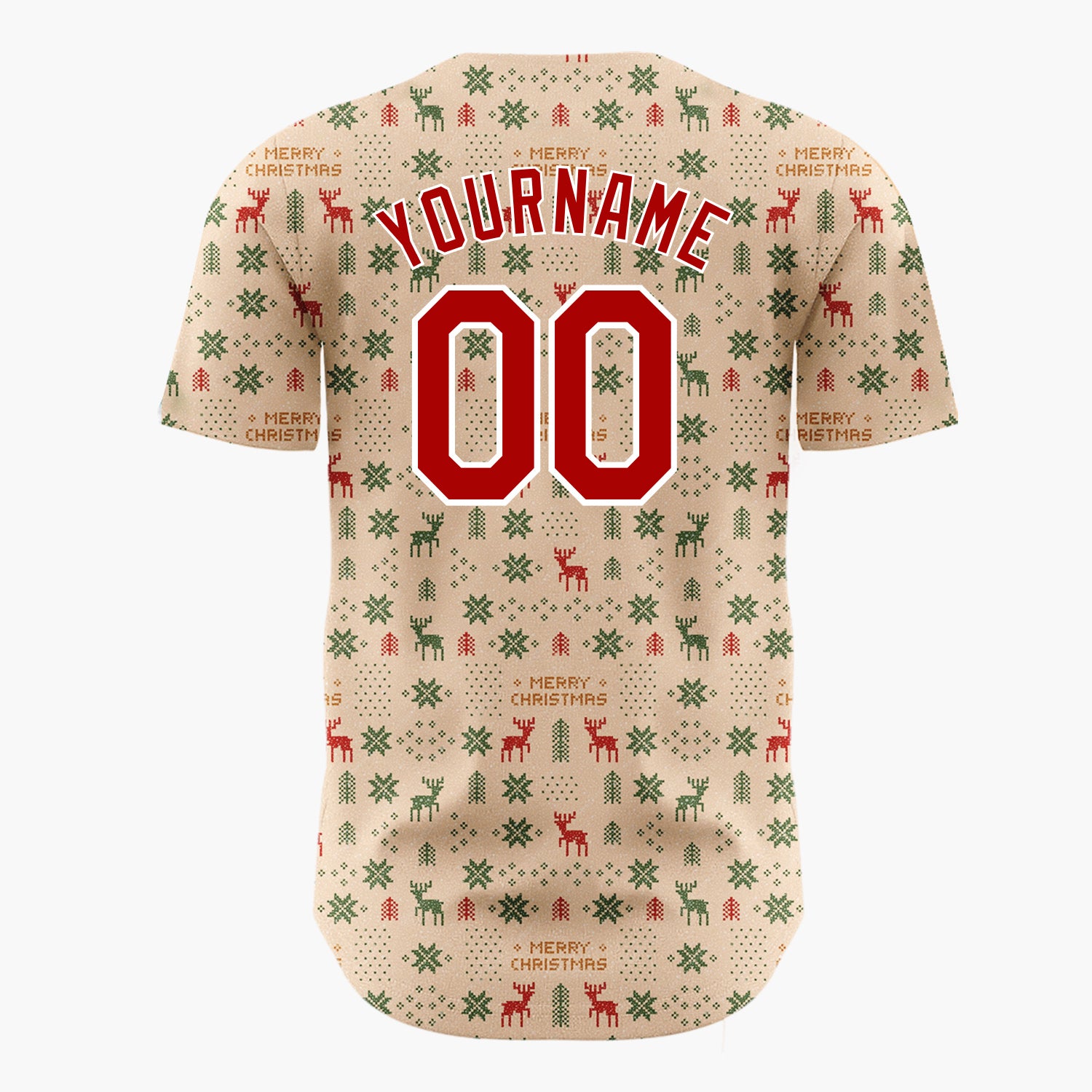 Custom Beige Kraft Paper Christmas Doodles Minimalist Pattern Christmas Baseball Jersey