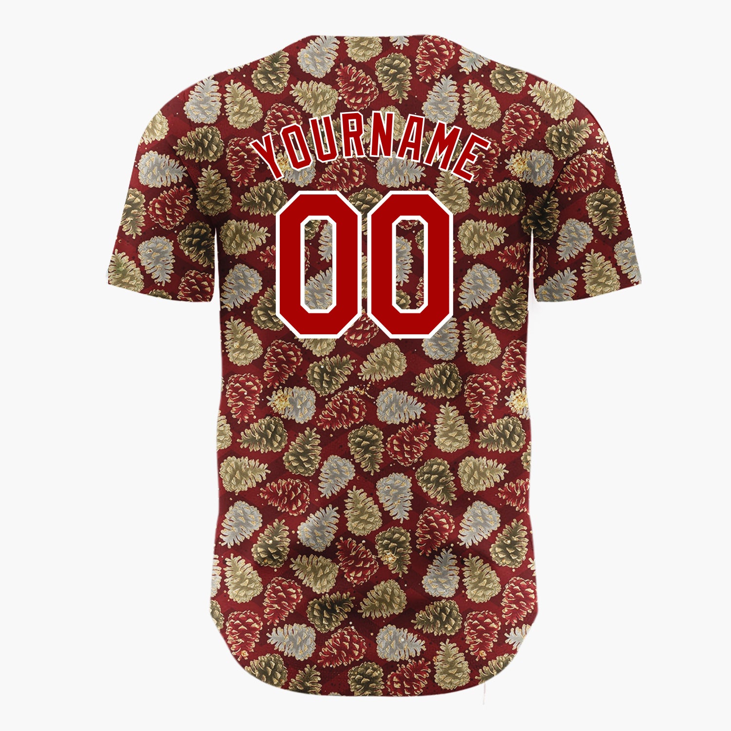 Custom Beige Pinecones Festive Cartoon Pattern Christmas Baseball Jersey