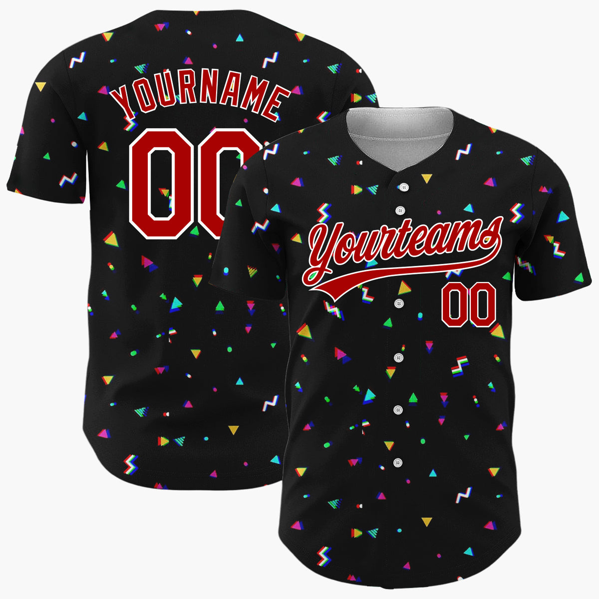 Custom Black Christmas Sprinkles Colorful Abstract Pattern Christmas Baseball Jersey