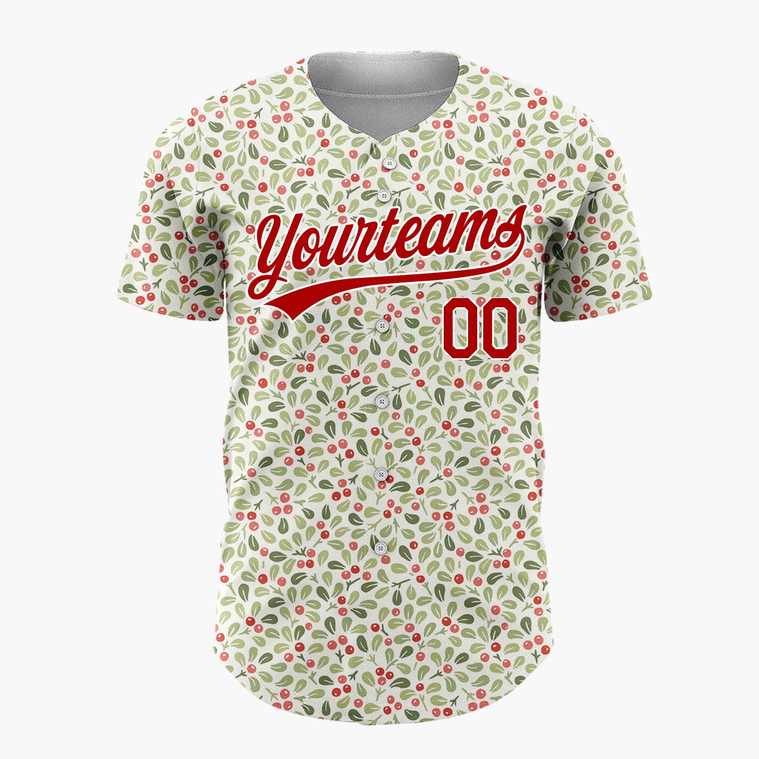 Custom Beige Holly Berries Tiny Cartoon Pattern Christmas Baseball Jersey