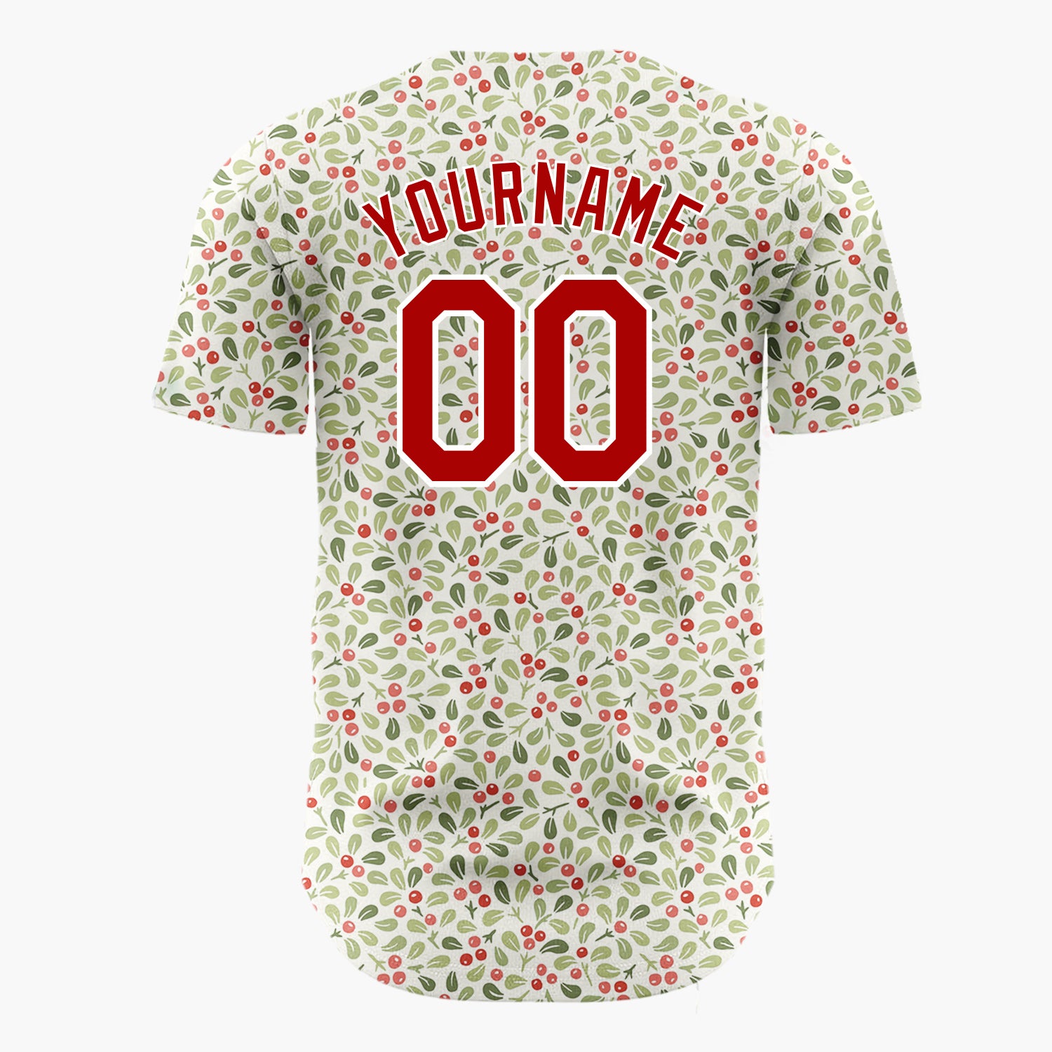 Custom Beige Holly Berries Tiny Cartoon Pattern Christmas Baseball Jersey