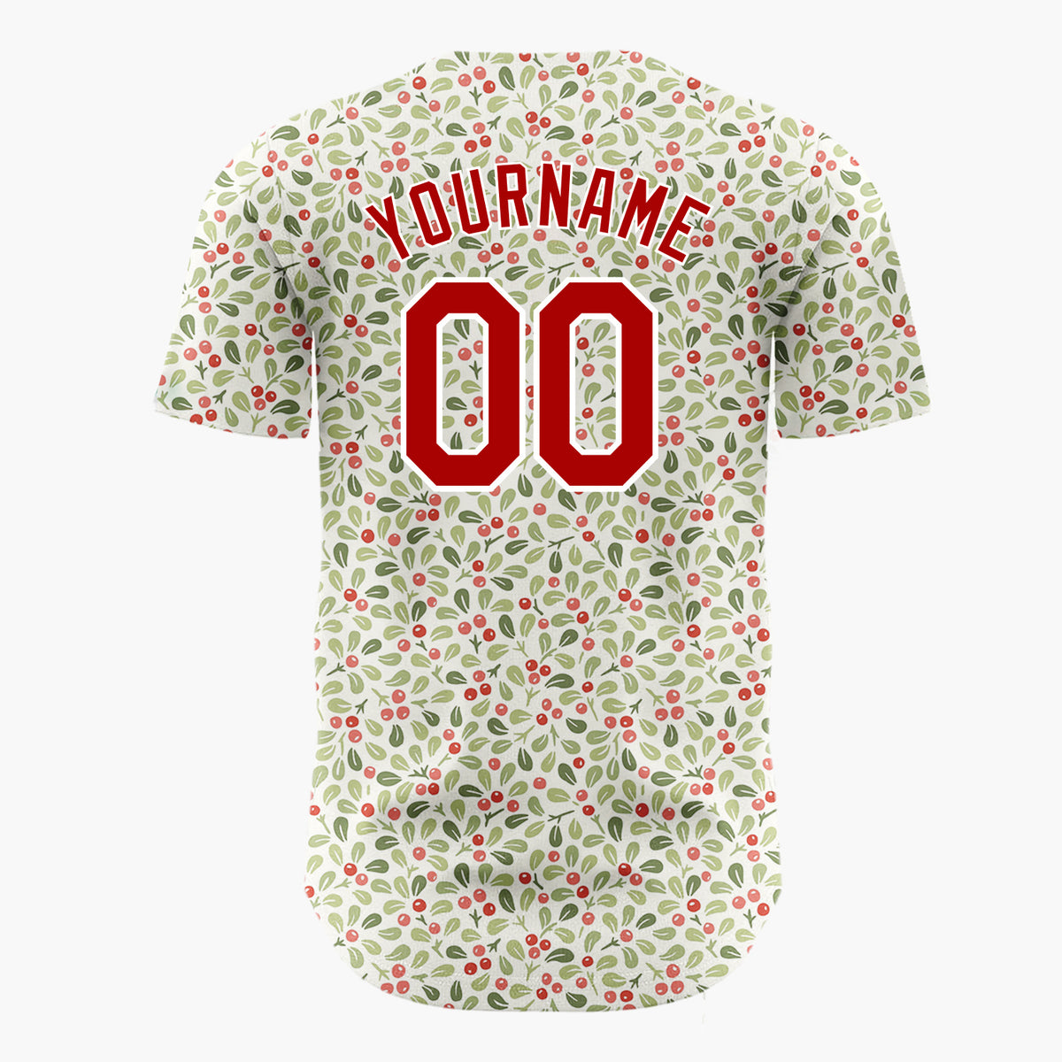 Custom Beige Holly Berries Tiny Cartoon Pattern Christmas Baseball Jersey