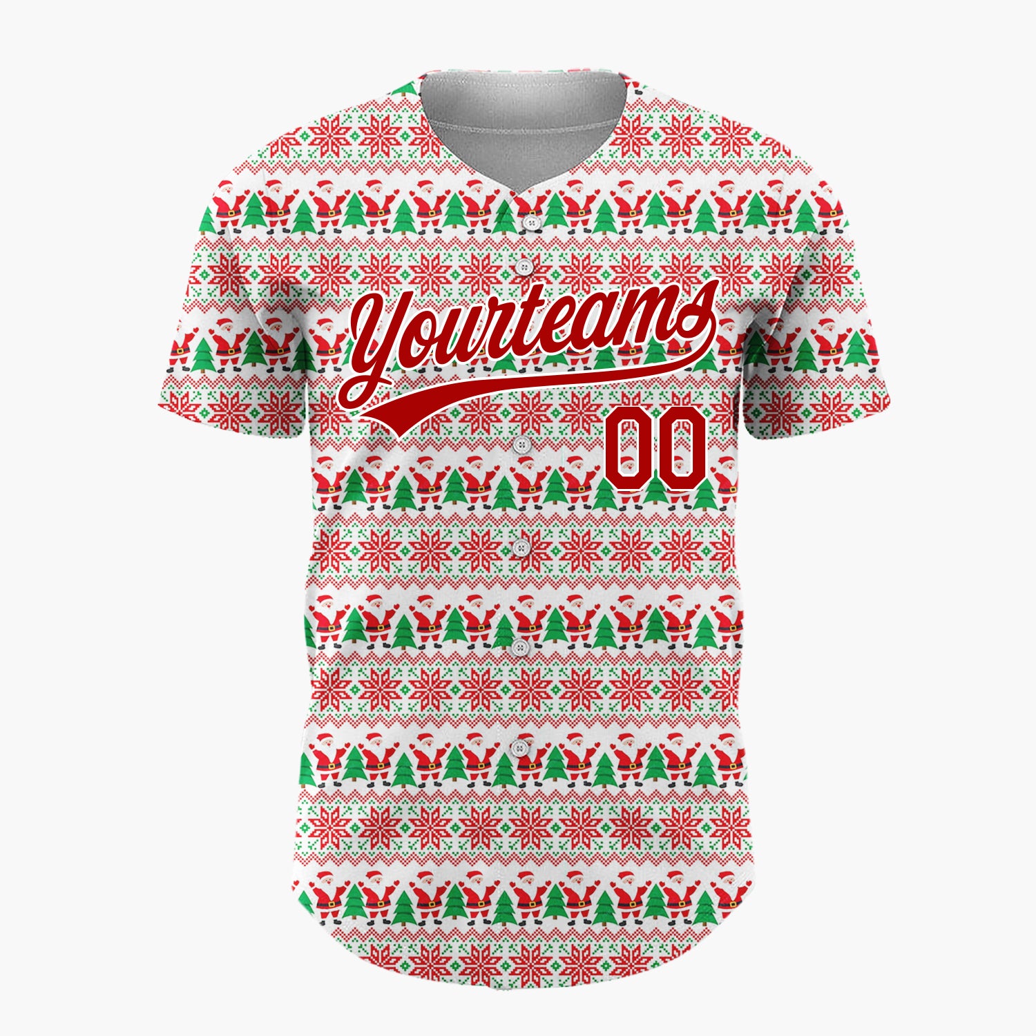 Custom Beige Nordic Christmas Trees Stripes Nordic Pattern Christmas Baseball Jersey
