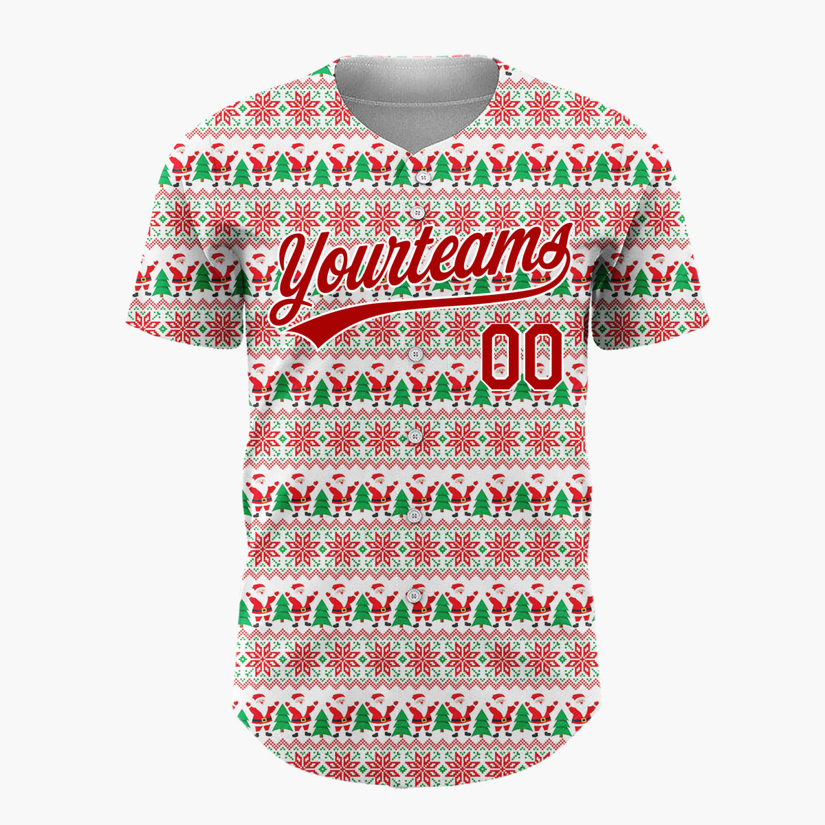 Custom Beige Nordic Christmas Trees Stripes Nordic Pattern Christmas Baseball Jersey