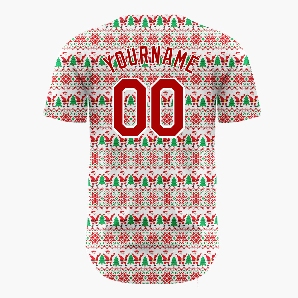 Custom Beige Nordic Christmas Trees Stripes Nordic Pattern Christmas Baseball Jersey