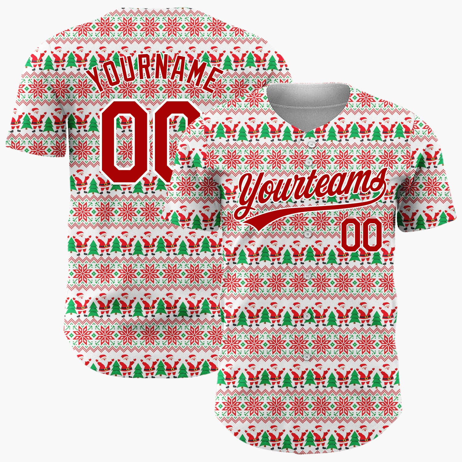 Custom Beige Nordic Christmas Trees Stripes Nordic Pattern Christmas Baseball Jersey