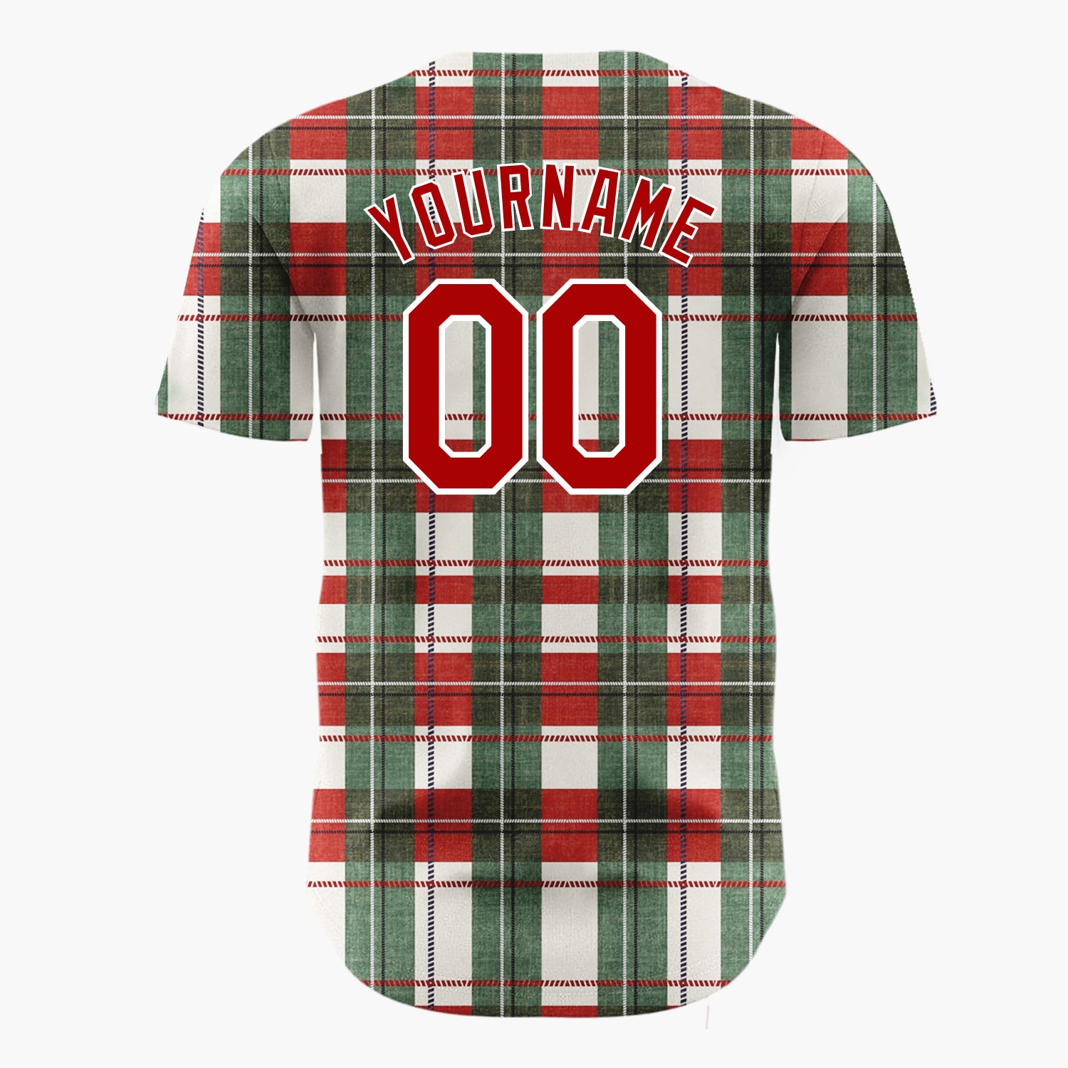 Custom Beige Tartan Plaid Festive Plaid Pattern Christmas Baseball Jersey