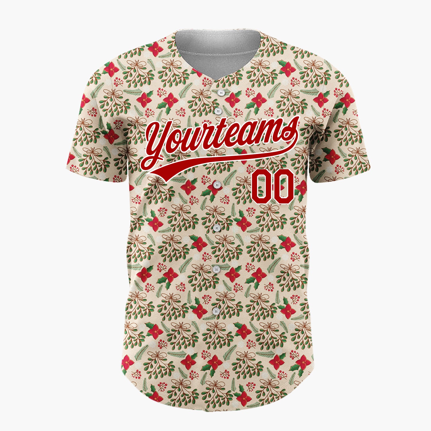Custom Beige Gingerbread Man Festive Doodles Cartoon Pattern Christmas Baseball Jersey