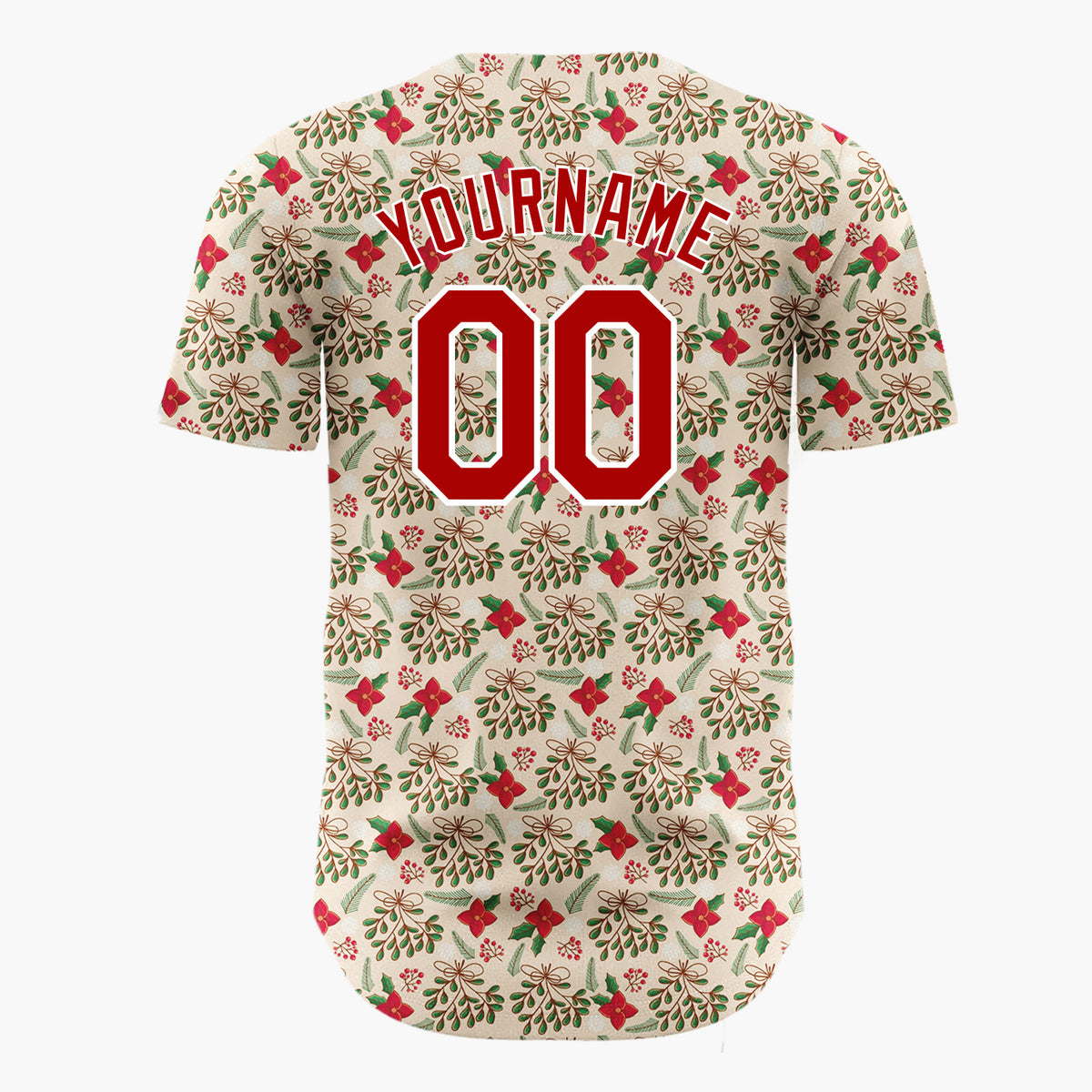 Custom Beige Gingerbread Man Festive Doodles Cartoon Pattern Christmas Baseball Jersey