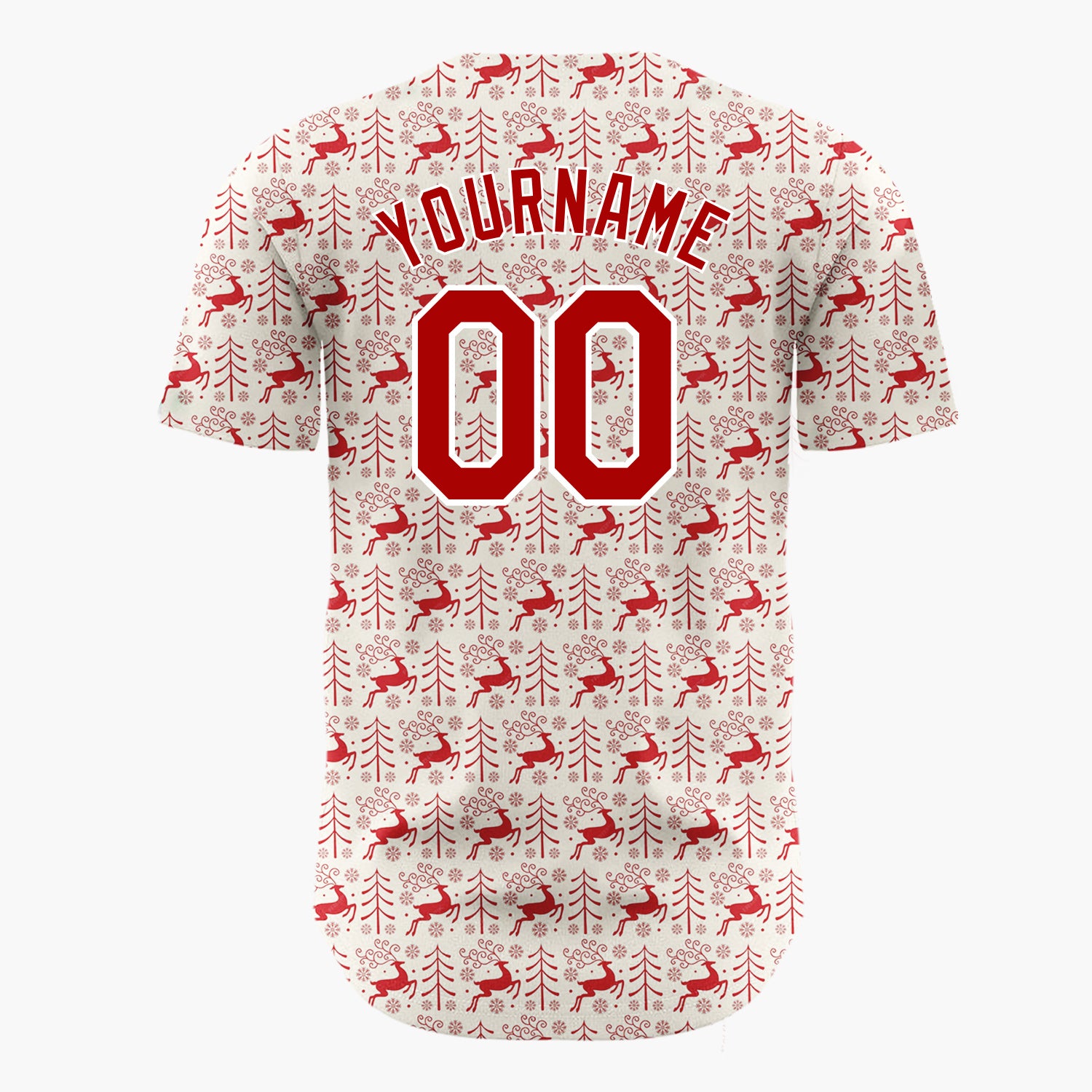 Custom Beige Reindeer Doodles Minimalist Cartoon Pattern Christmas Baseball Jersey