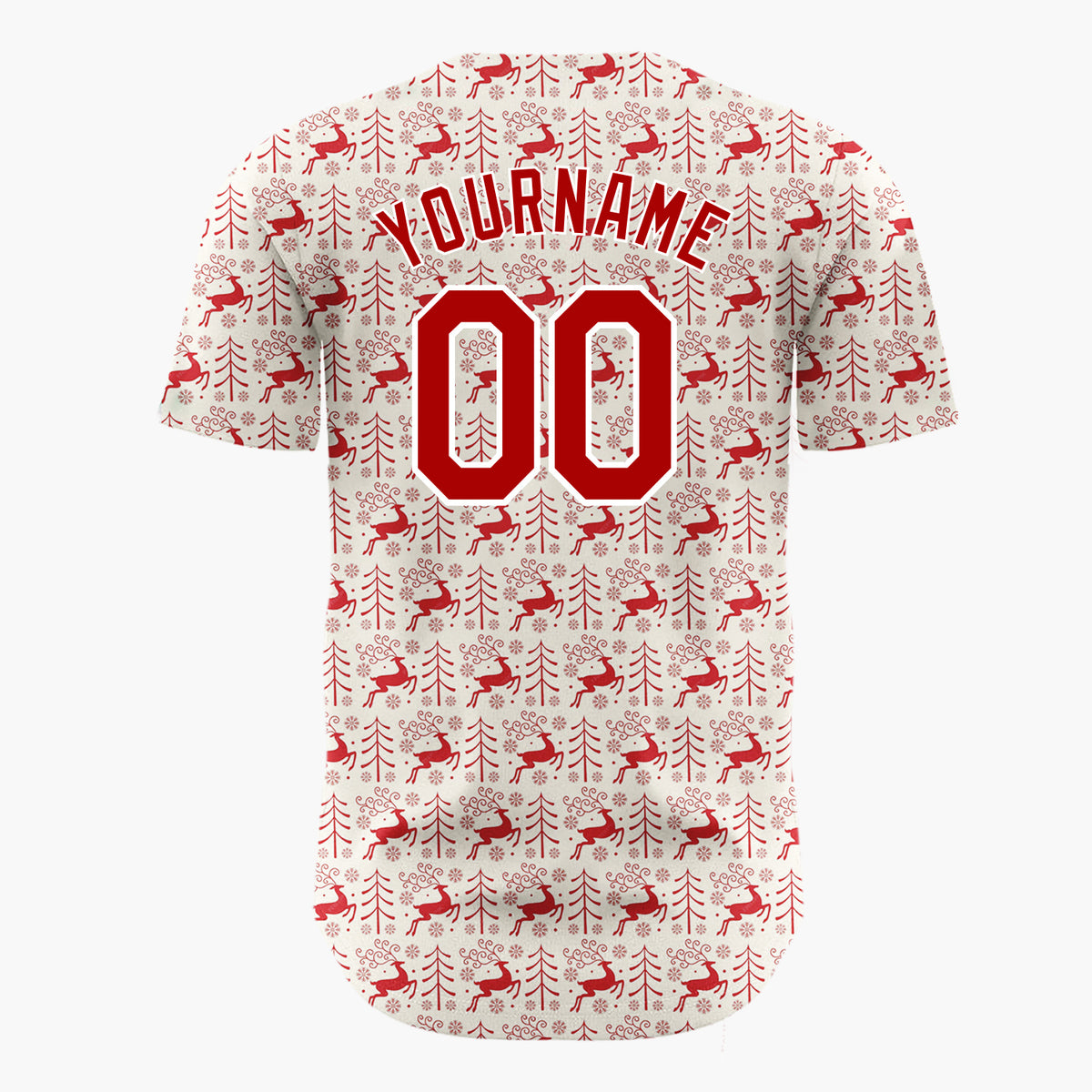Custom Beige Reindeer Doodles Minimalist Cartoon Pattern Christmas Baseball Jersey