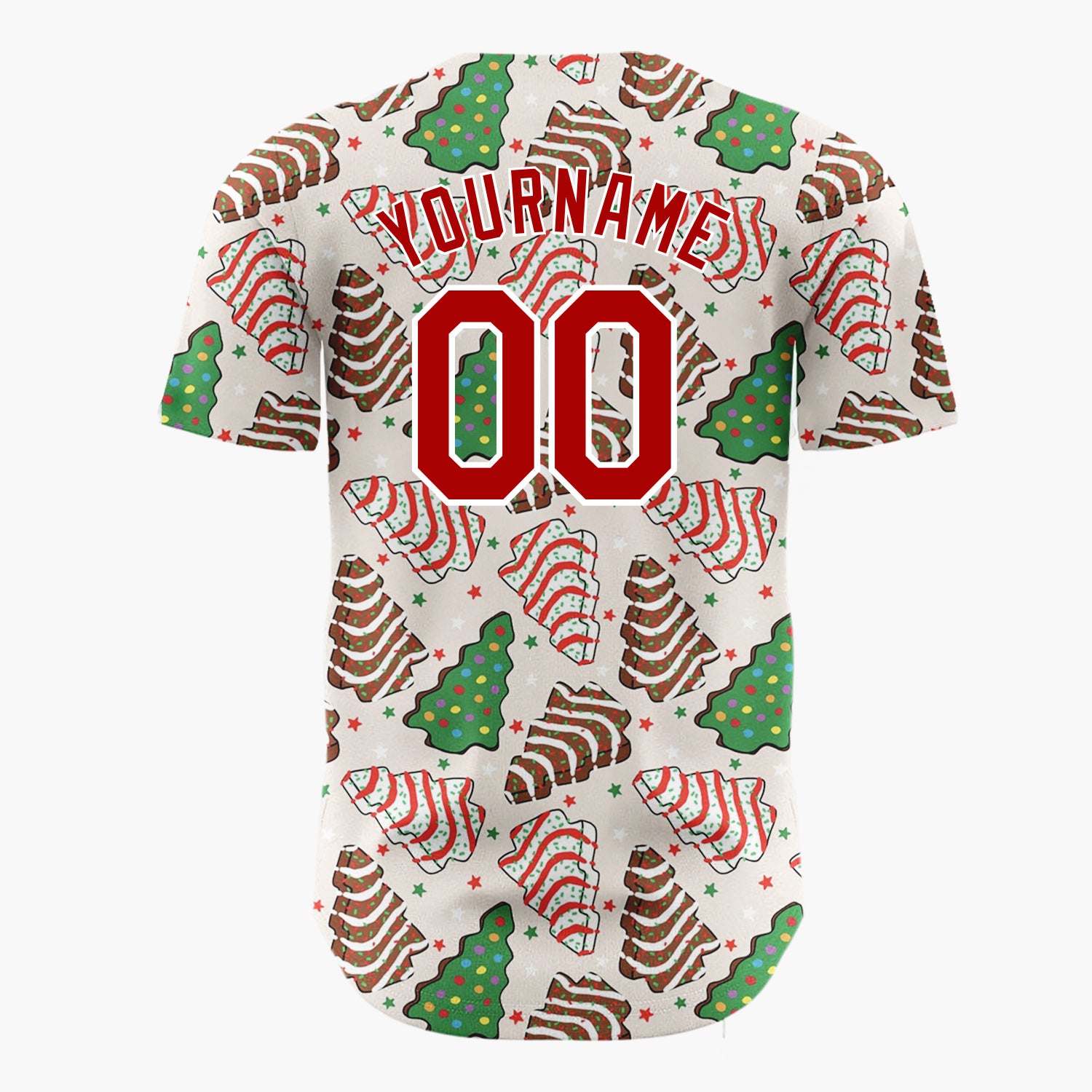 Custom Beige Christmas Tree Gingerbread Cookies Sweet Whimsical Christmas Baseball Jersey