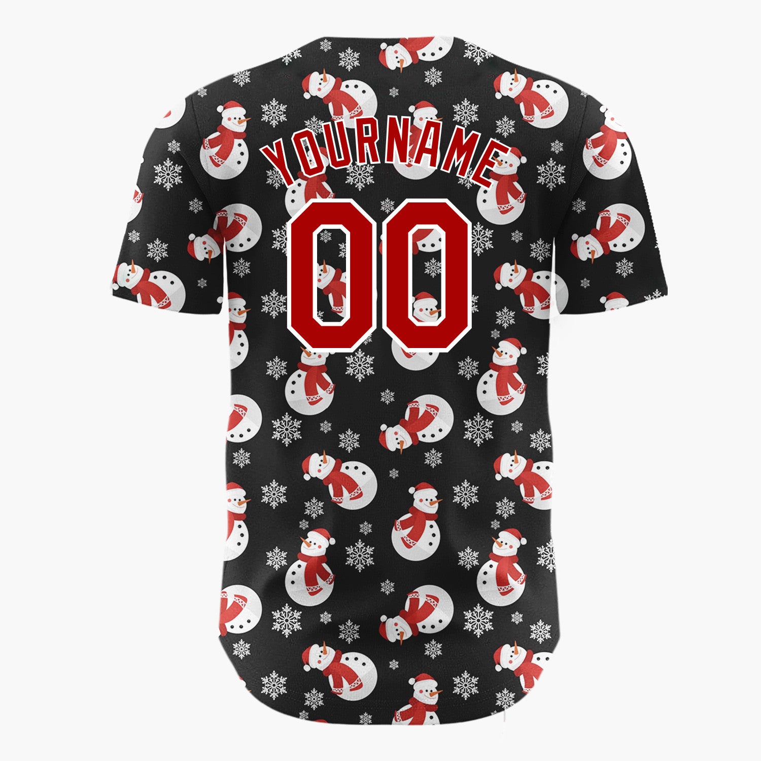 Custom Black Cozy Snowman Christmas Doodles Cartoon Pattern Christmas Baseball Jersey