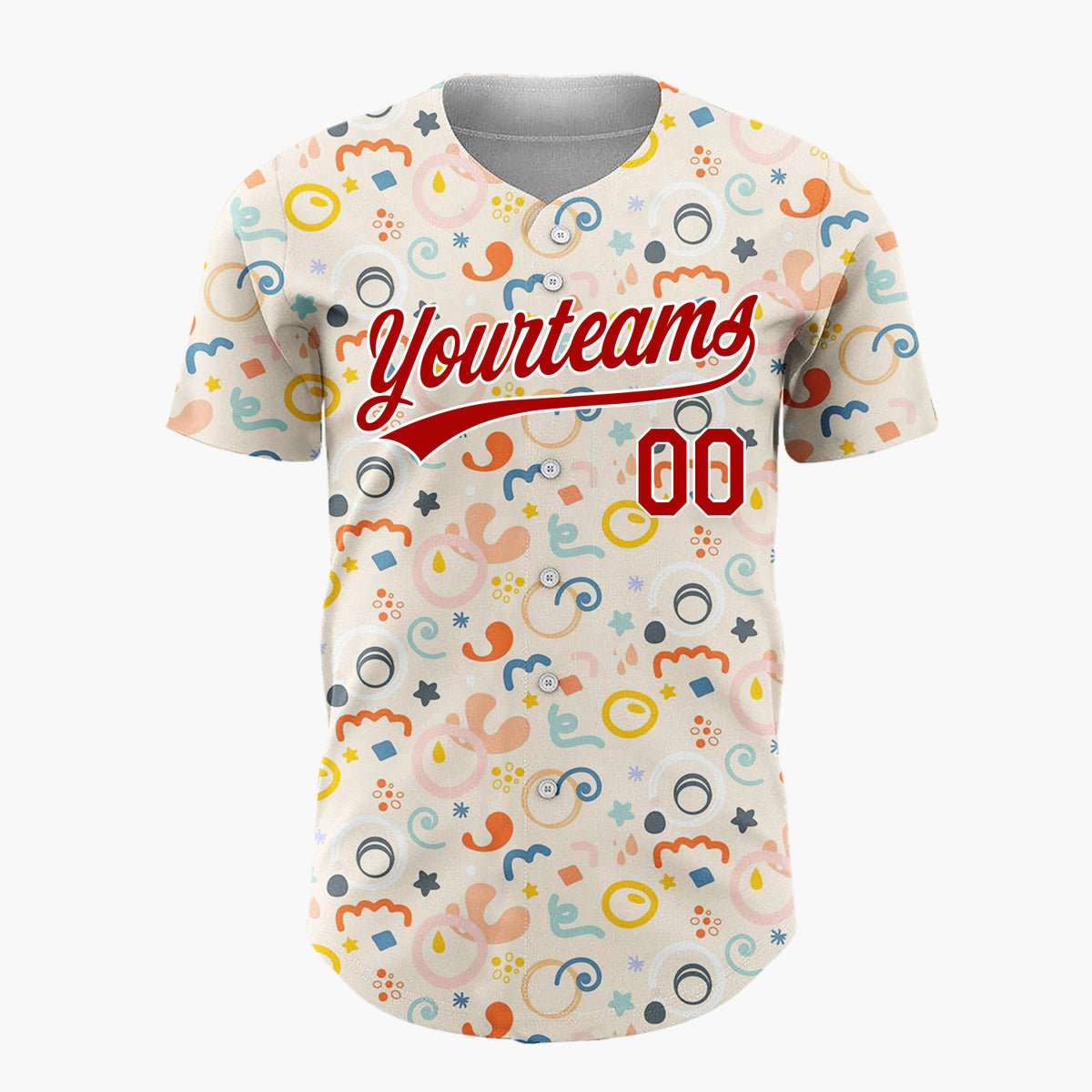 Custom Beige Abstract Wavy Shapes Organic Art Pattern Christmas Baseball Jersey