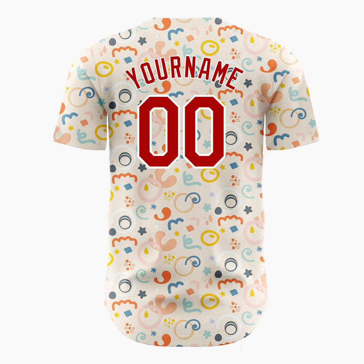 Custom Beige Abstract Wavy Shapes Organic Art Pattern Christmas Baseball Jersey