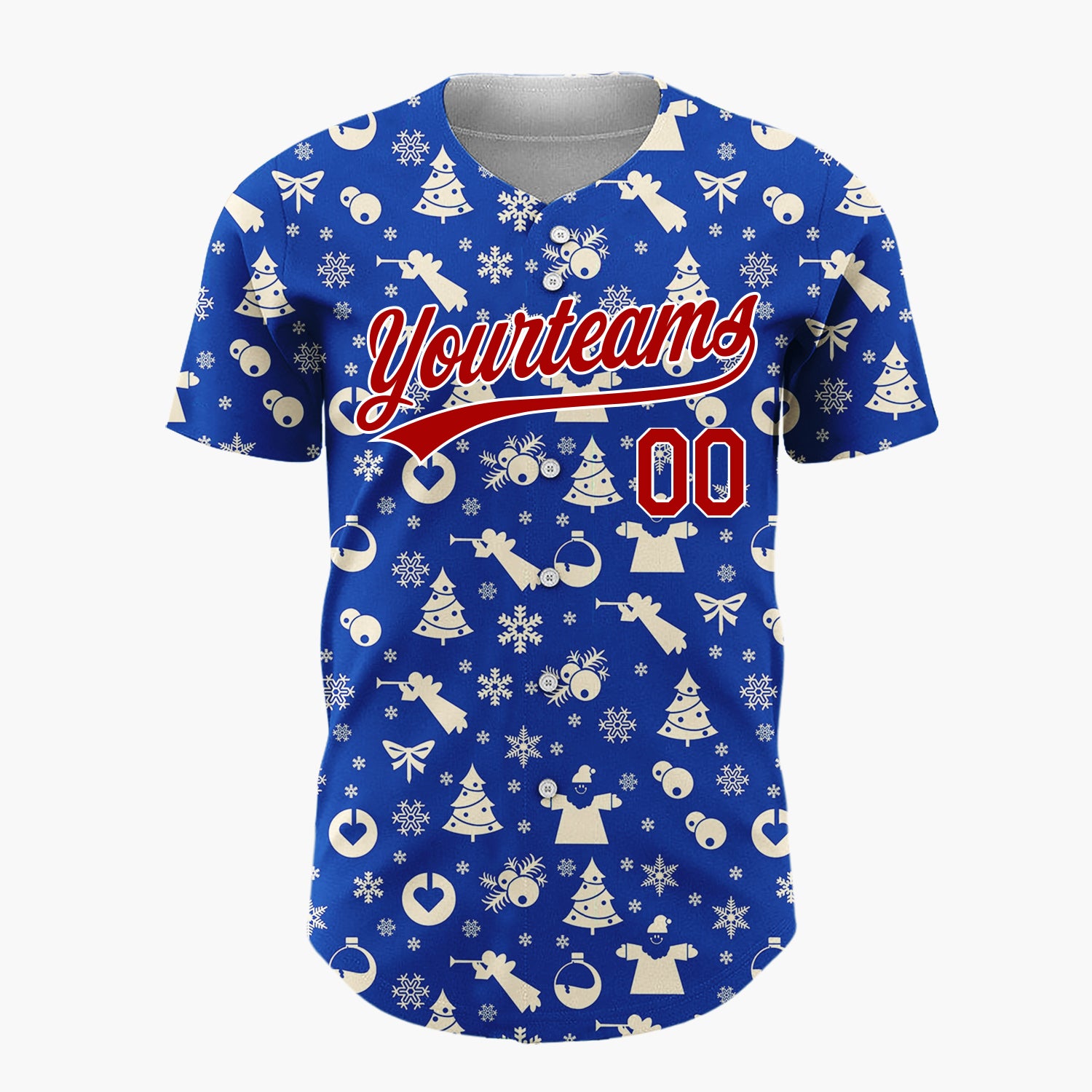 Custom Blue Seasonal Icons Simple Christmas Baseball Jersey