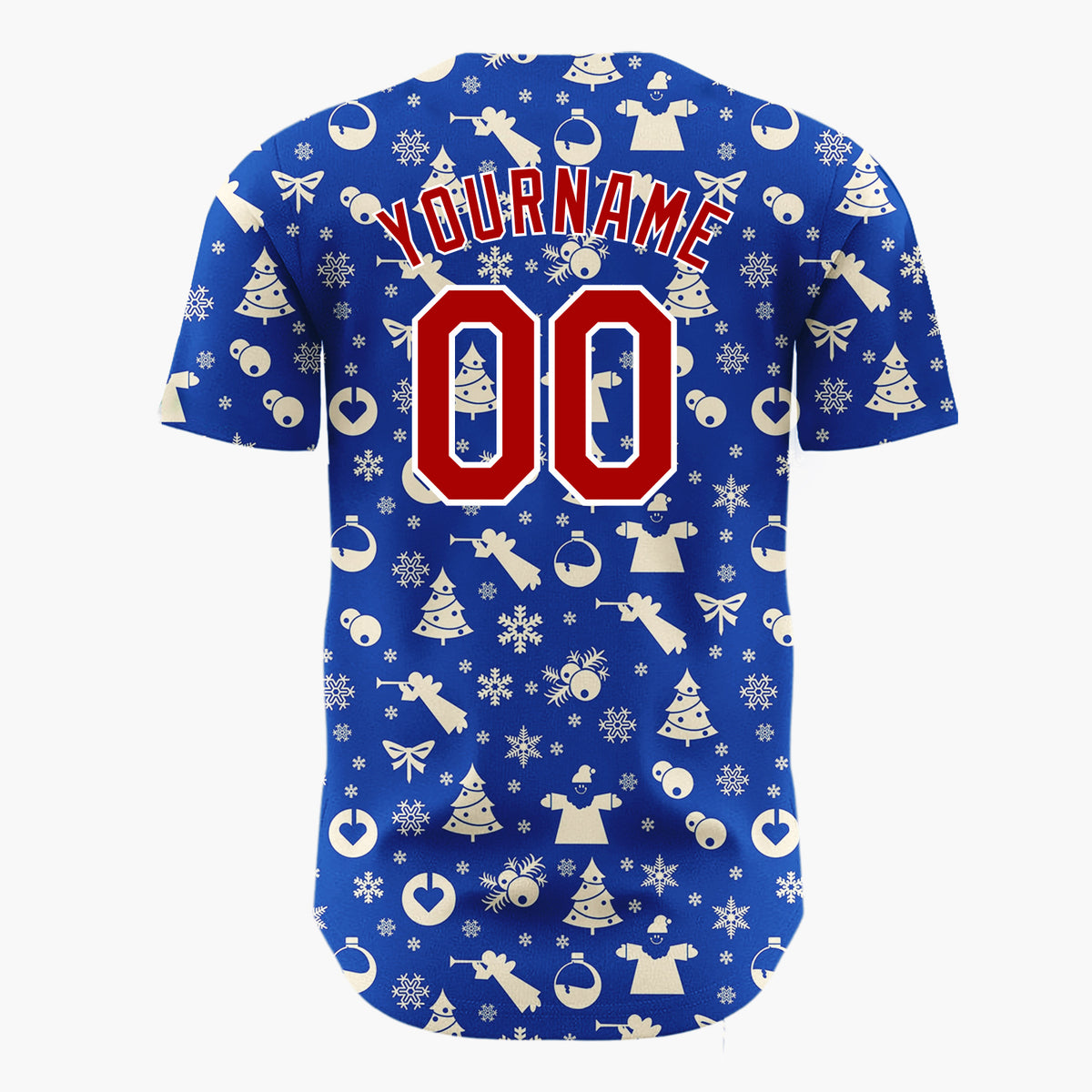 Custom Blue Seasonal Icons Simple Christmas Baseball Jersey