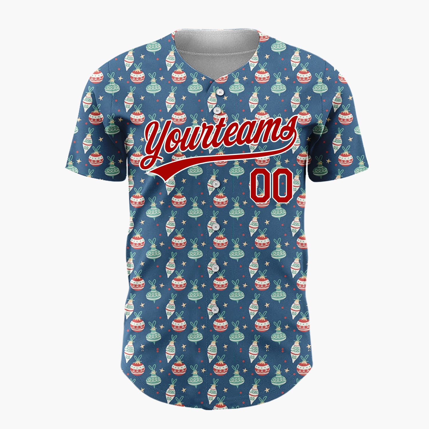 Custom Cream Red Candy Canes And Snowflakes Nordic Fair Isle Pattern Christmas Baseball Jersey