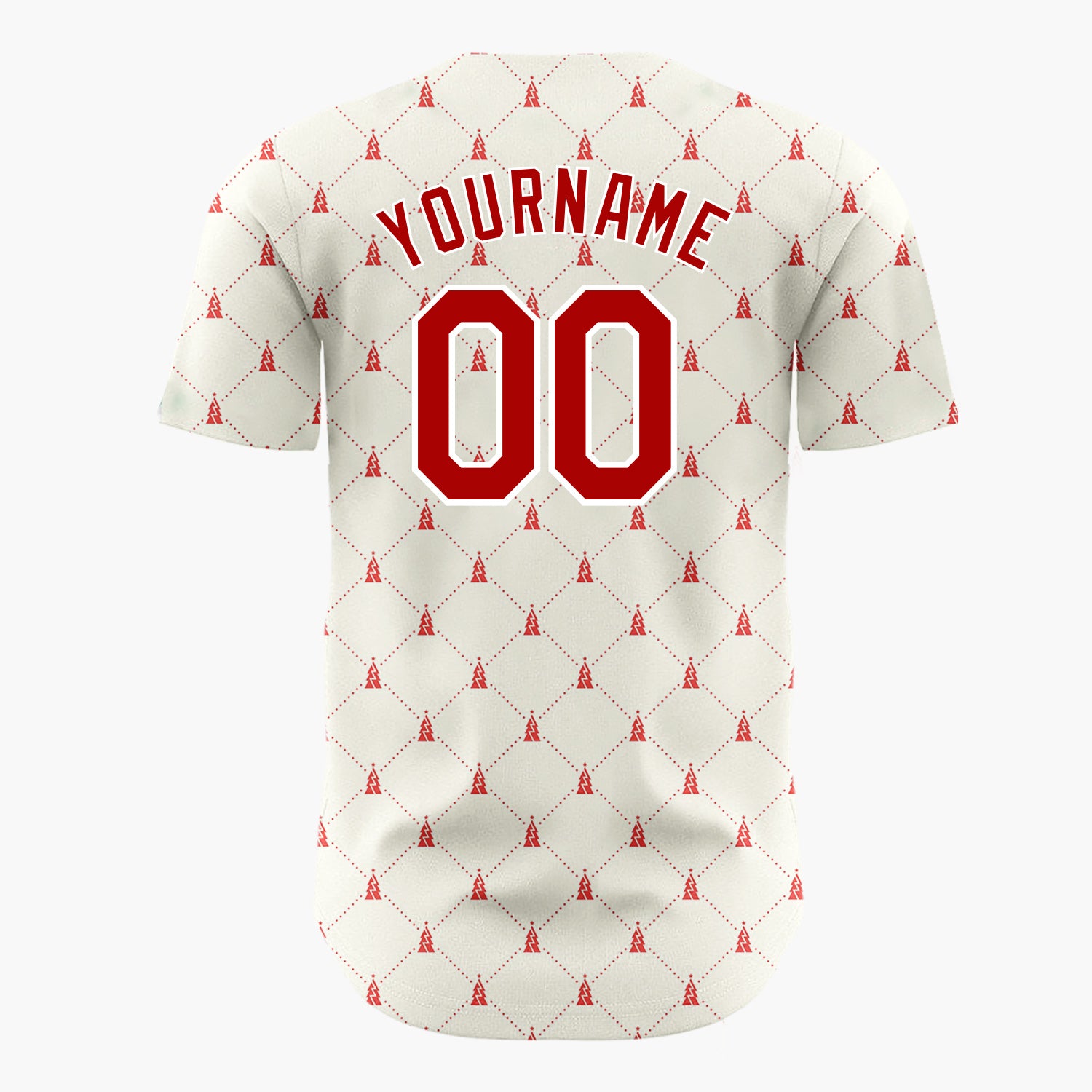 Custom Cream Red Tiny Tree Diamonds Minimalist Geometric Pattern Christmas Baseball Jersey