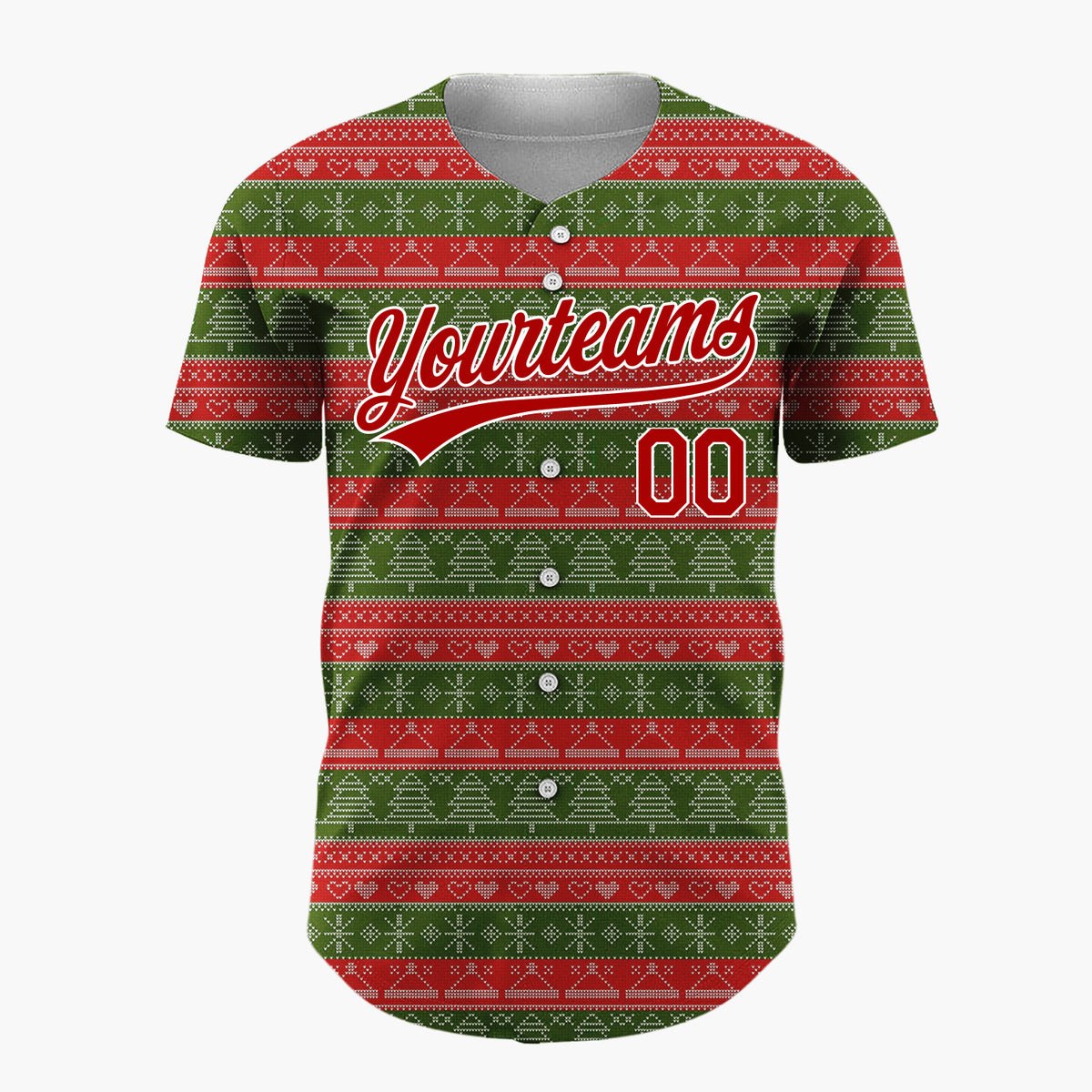 Custom Blue Reindeer Trees And Snowflakes Scandinavian Fair Isle Pattern Christmas Baseball Jersey