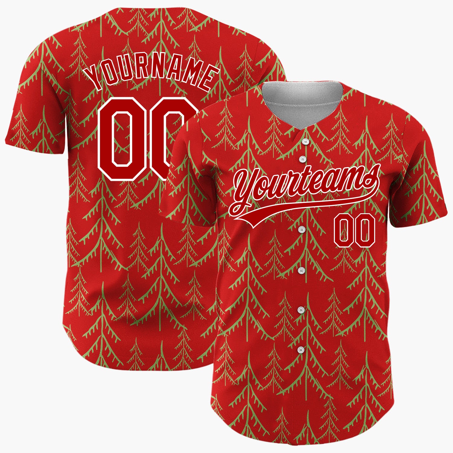 Custom Black White Christmas Trees And Stars Simple Doodle Pattern Christmas Baseball Jersey
