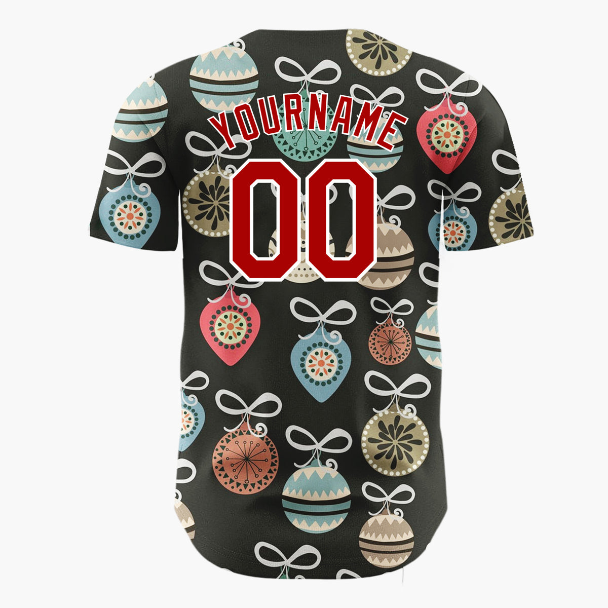 Custom Black Ornaments And Bows Retro Christmas Baseball Jersey