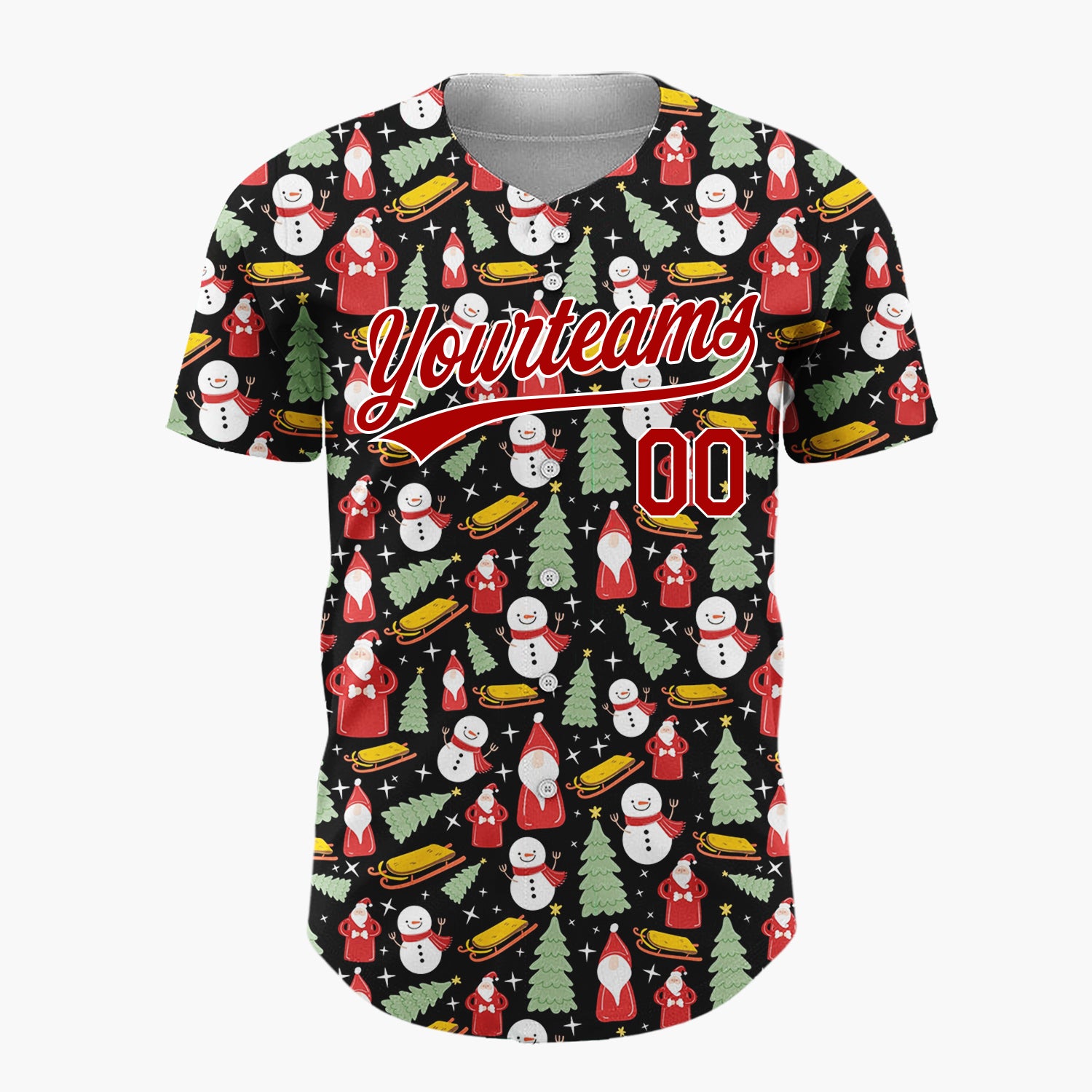 Custom Black Snowman Christmas Doodles Cartoon Pattern Christmas Baseball Jersey