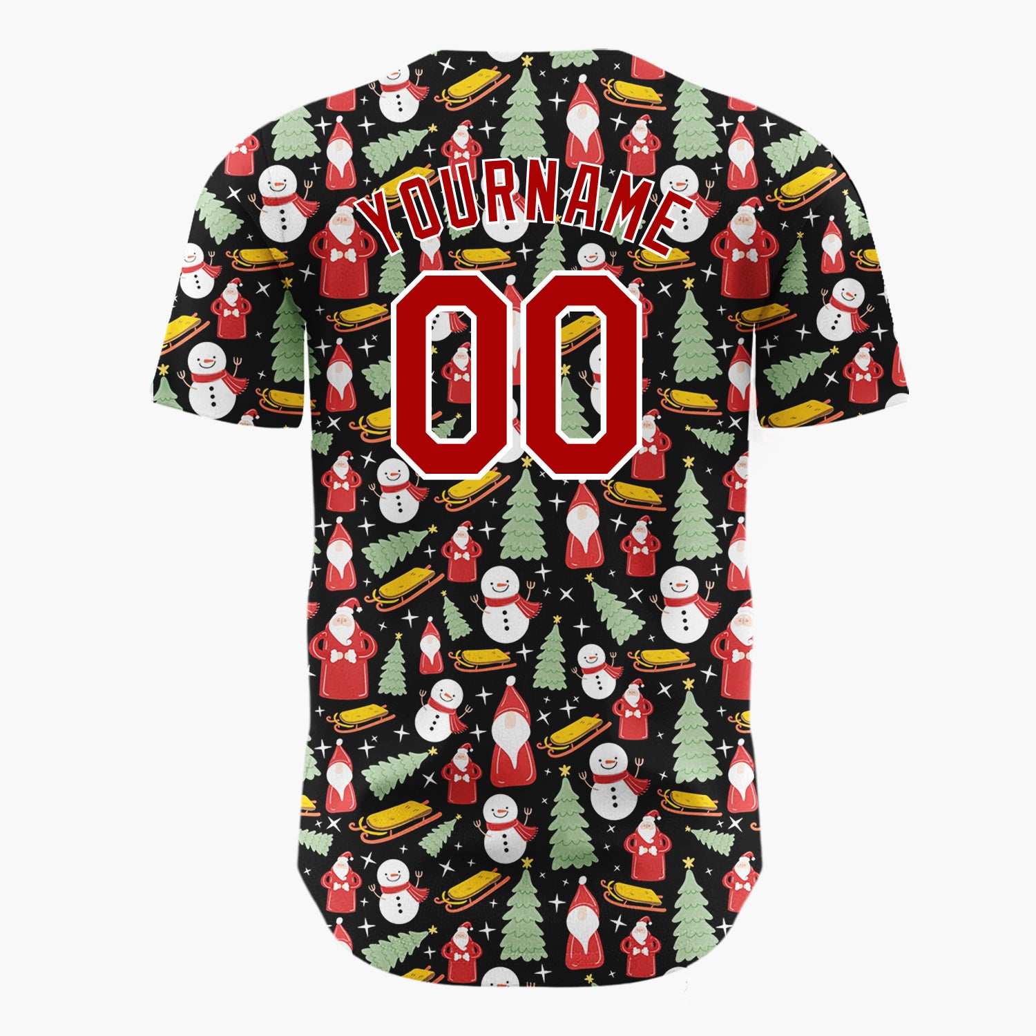 Custom Black Snowman Christmas Doodles Cartoon Pattern Christmas Baseball Jersey