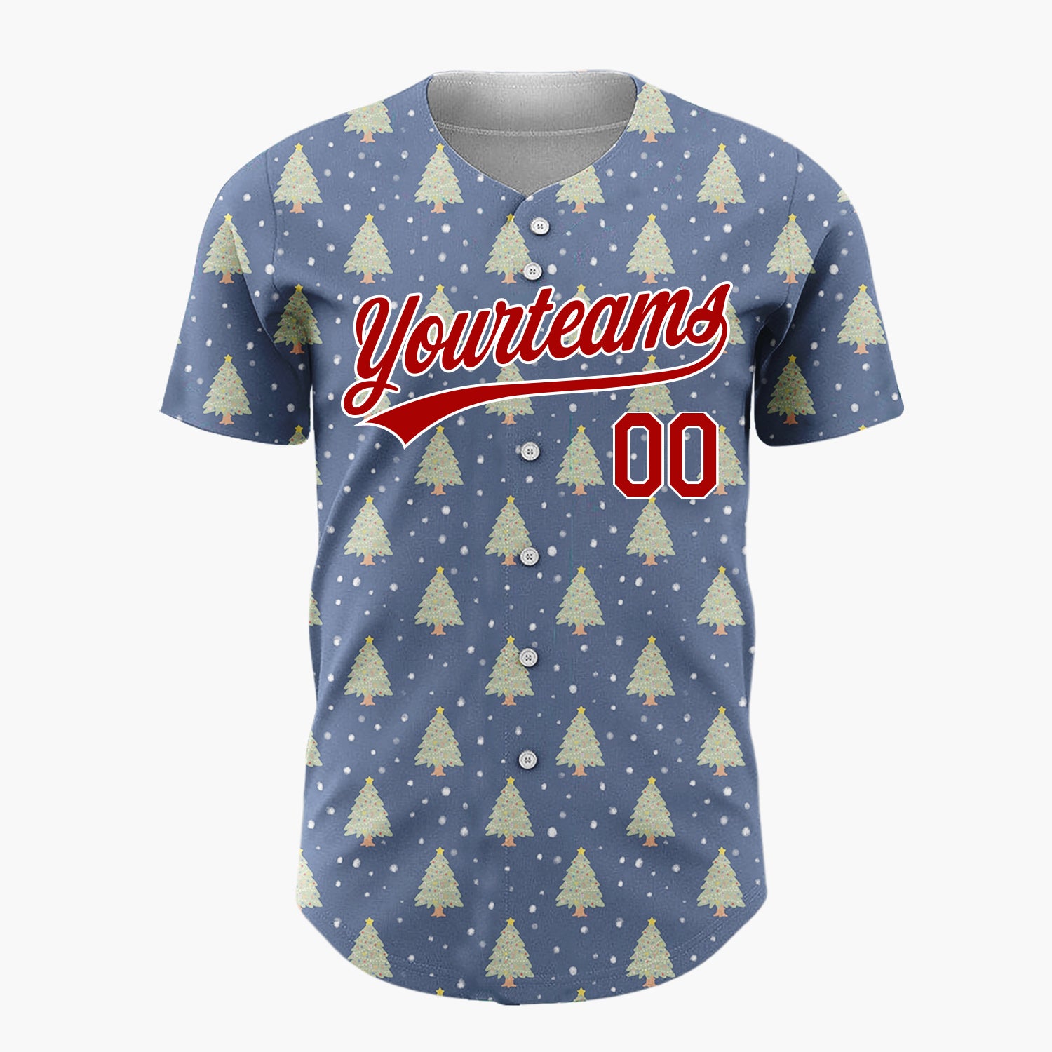 Custom Dark Blue Decorated Christmas Tree Simple Pattern Christmas Baseball Jersey