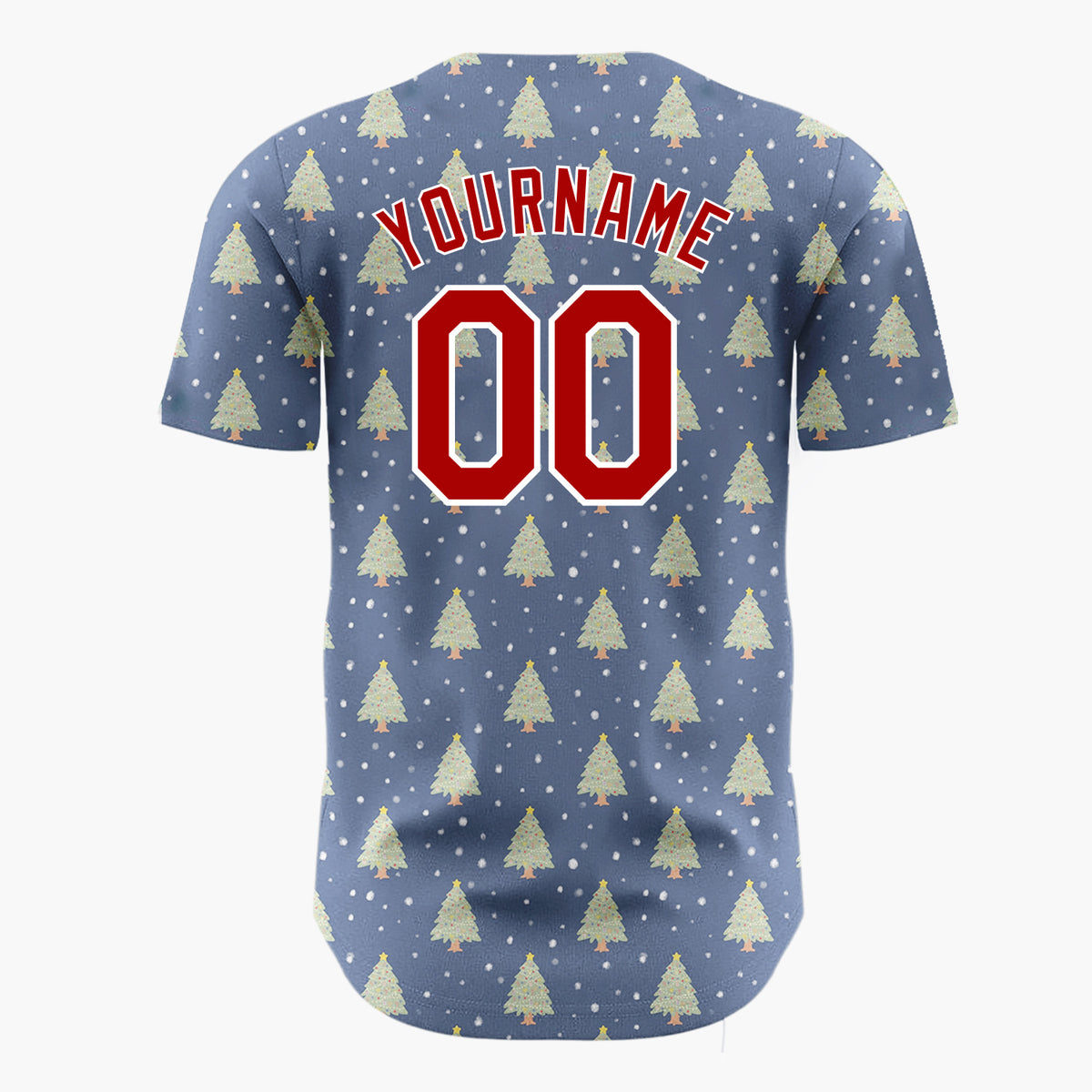 Custom Dark Blue Decorated Christmas Tree Simple Pattern Christmas Baseball Jersey