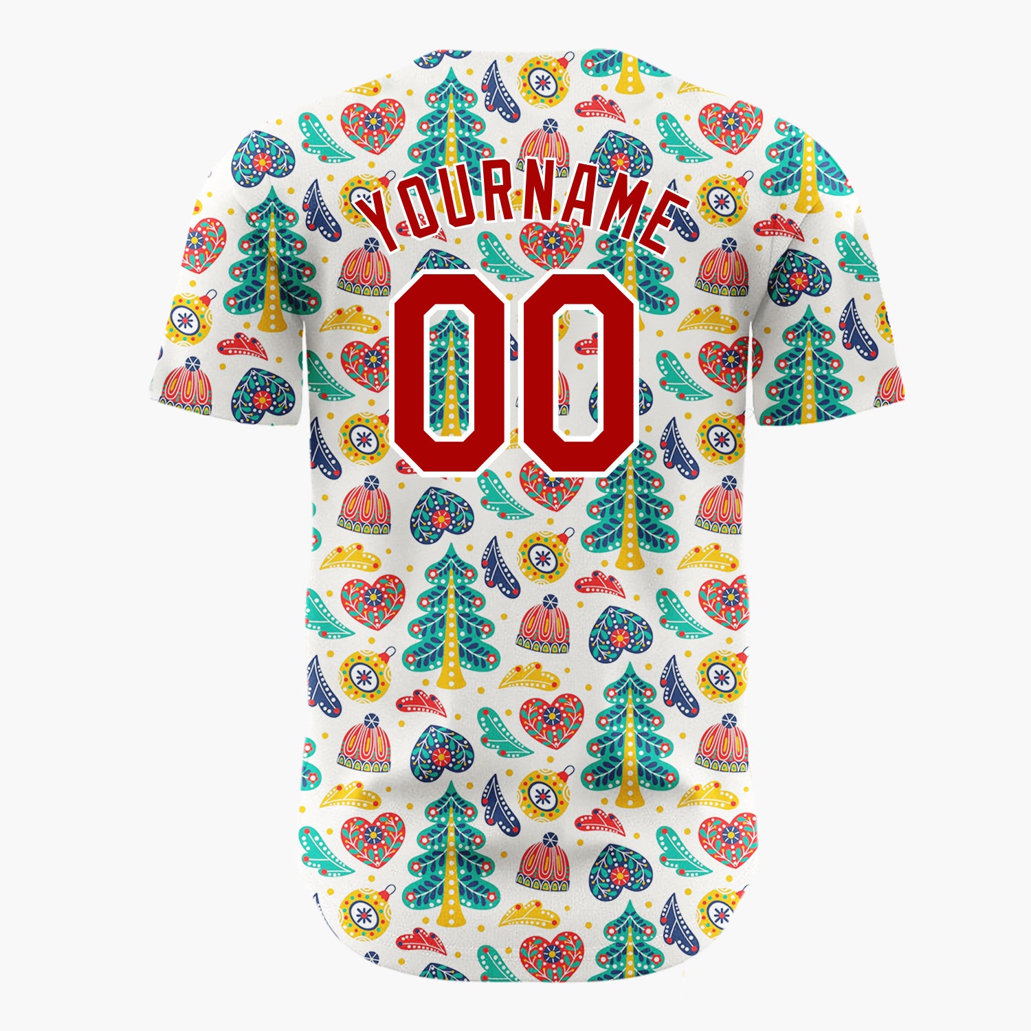 Custom Cream Multicolor Abstract Floral Folk Art Christmas Baseball Jersey