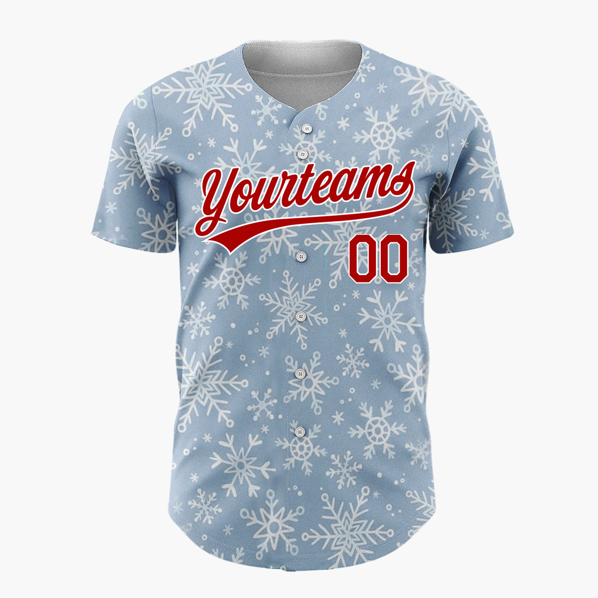 Custom Blue White Snowflakes Winter Wonderland Pattern Christmas Baseball Jersey