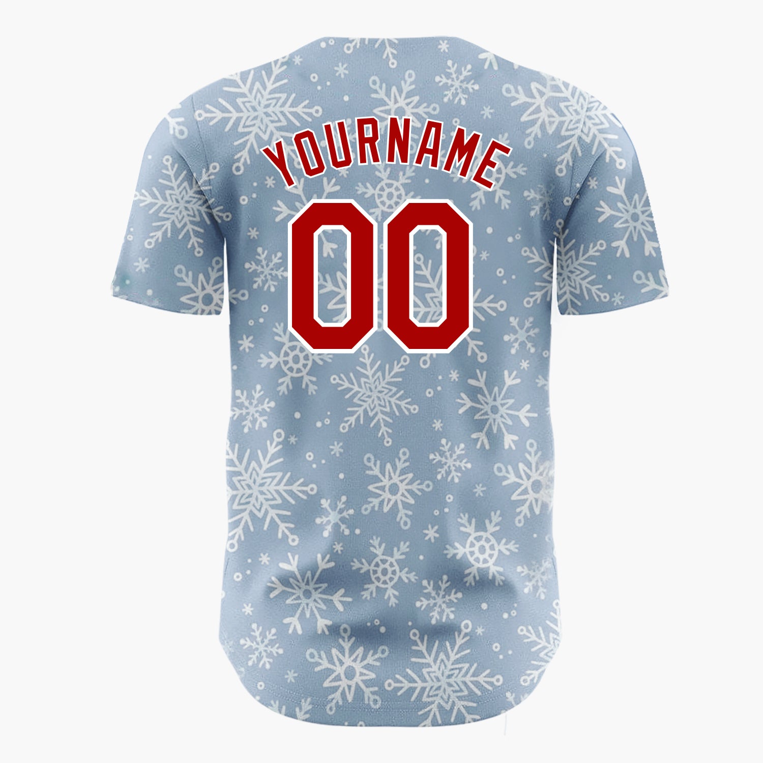 Custom Blue White Snowflakes Winter Wonderland Pattern Christmas Baseball Jersey