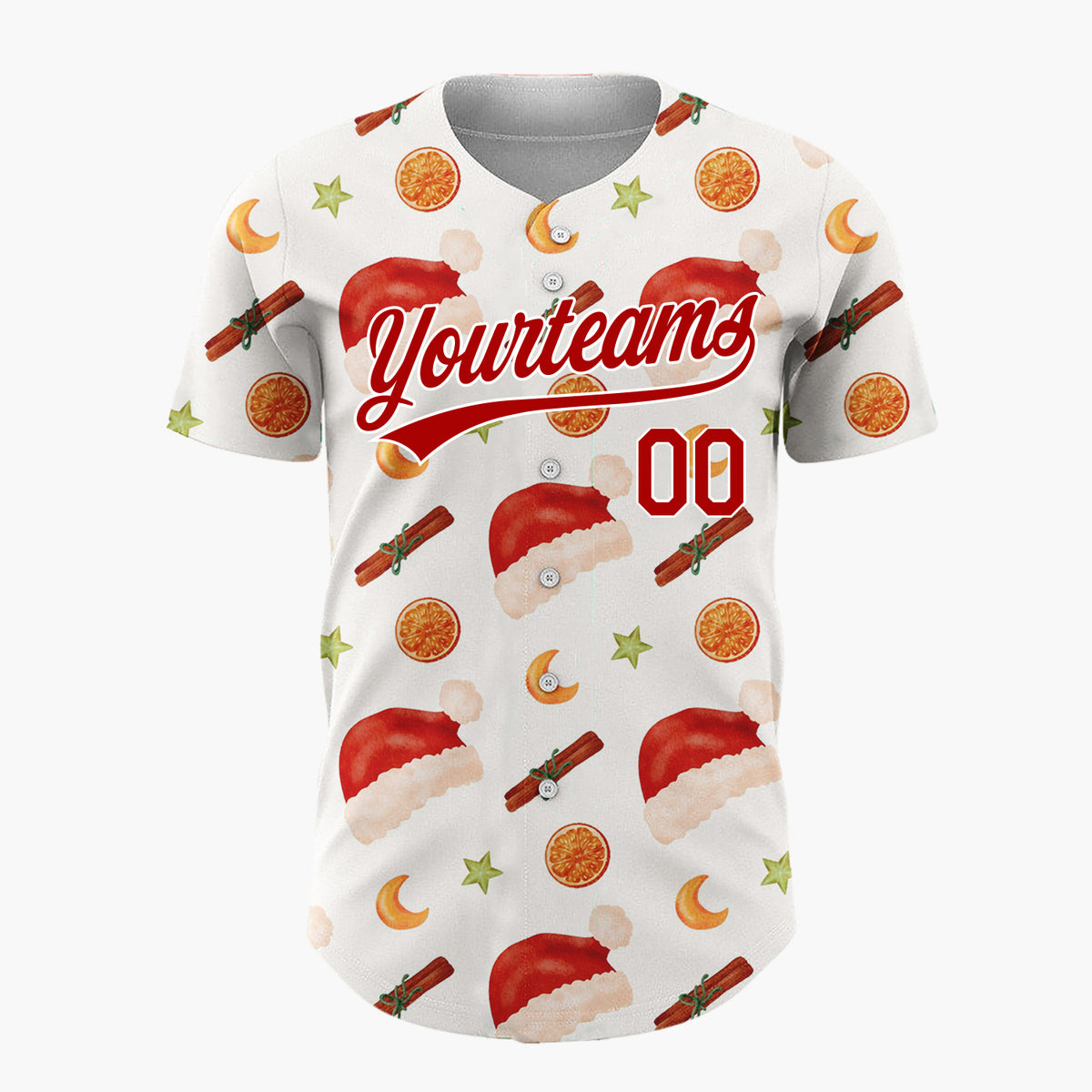 Custom Cream Santa Hats Citrus Simple Christmas Baseball Jersey