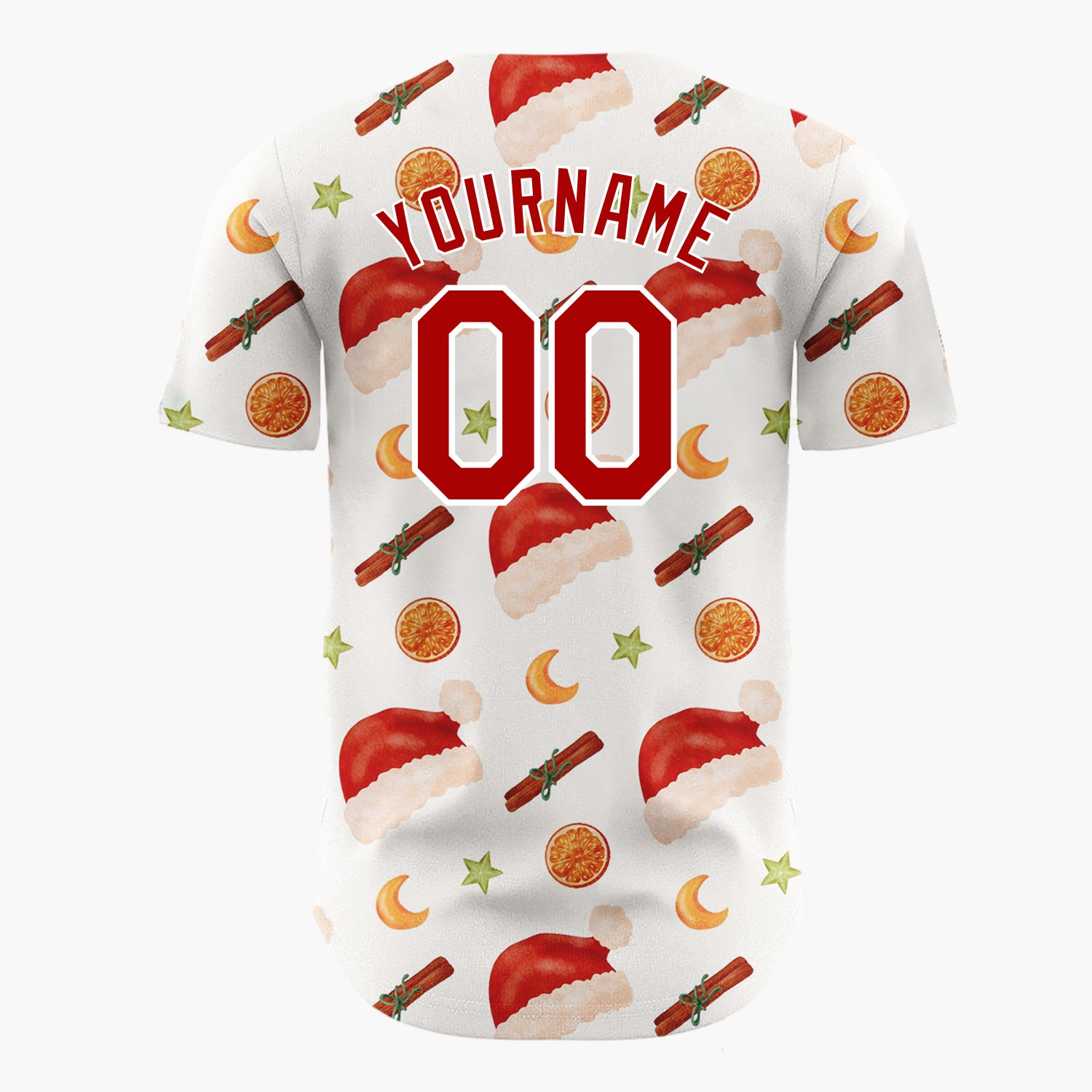 Custom Cream Santa Hats Citrus Simple Christmas Baseball Jersey