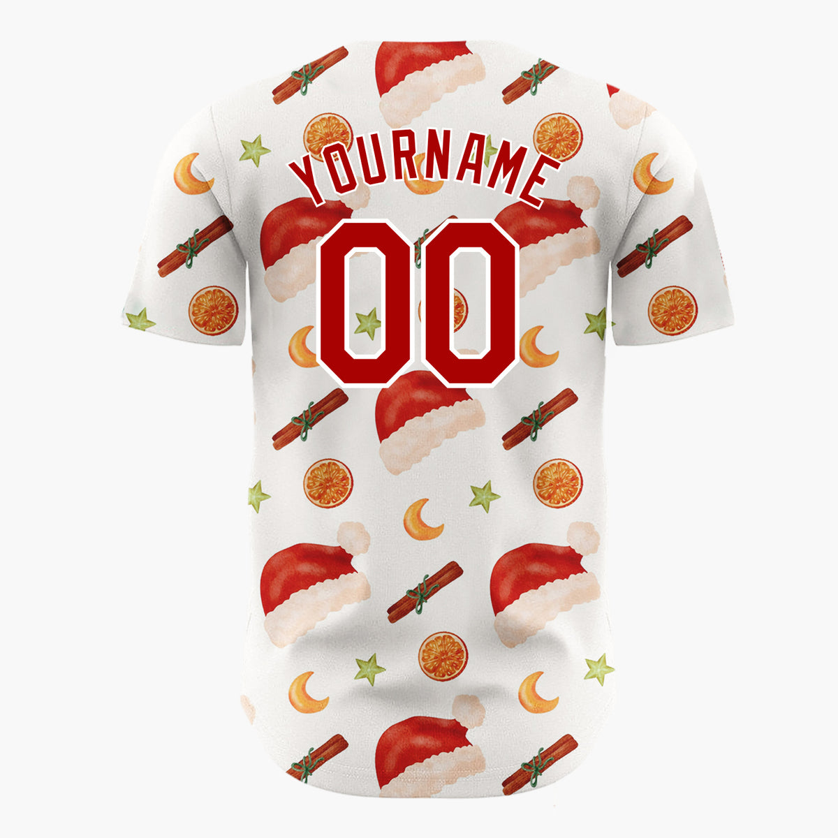 Custom Cream Santa Hats Citrus Simple Christmas Baseball Jersey