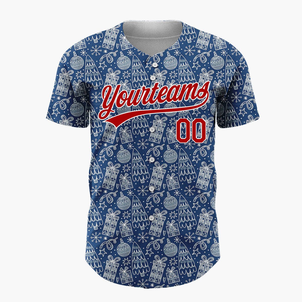 Custom Dark Blue Chirtsmas Presents Classic Pattern Christmas Baseball Jersey