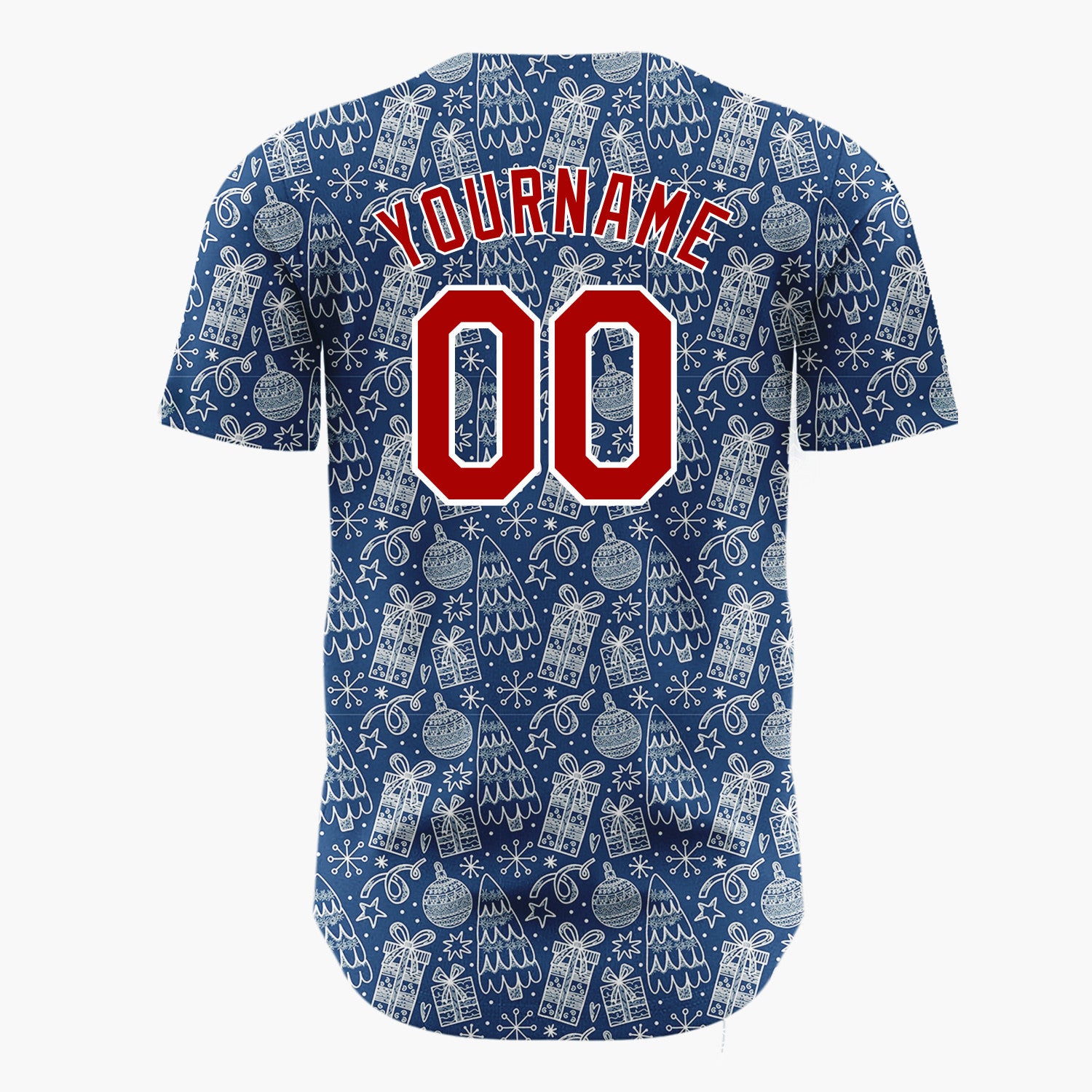Custom Dark Blue Chirtsmas Presents Classic Pattern Christmas Baseball Jersey