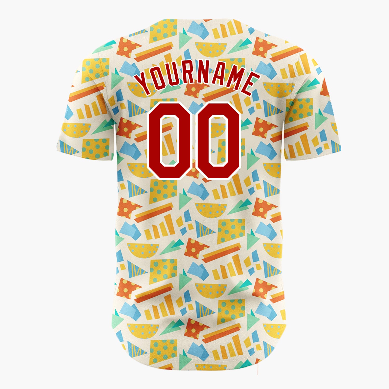 Custom Cream Geometric Shapes Abstract Memphis Pattern Christmas Baseball Jersey