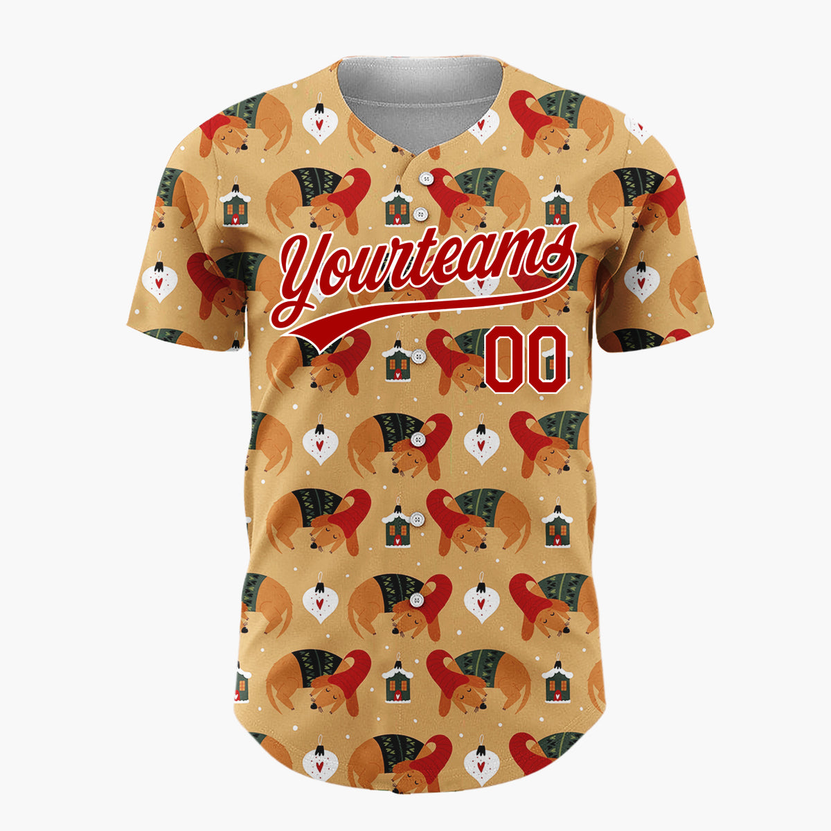 Custom Brown Dachshund and Gnome Christmas Baseball Jersey