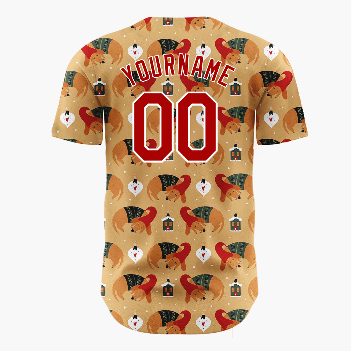 Custom Brown Dachshund and Gnome Christmas Baseball Jersey