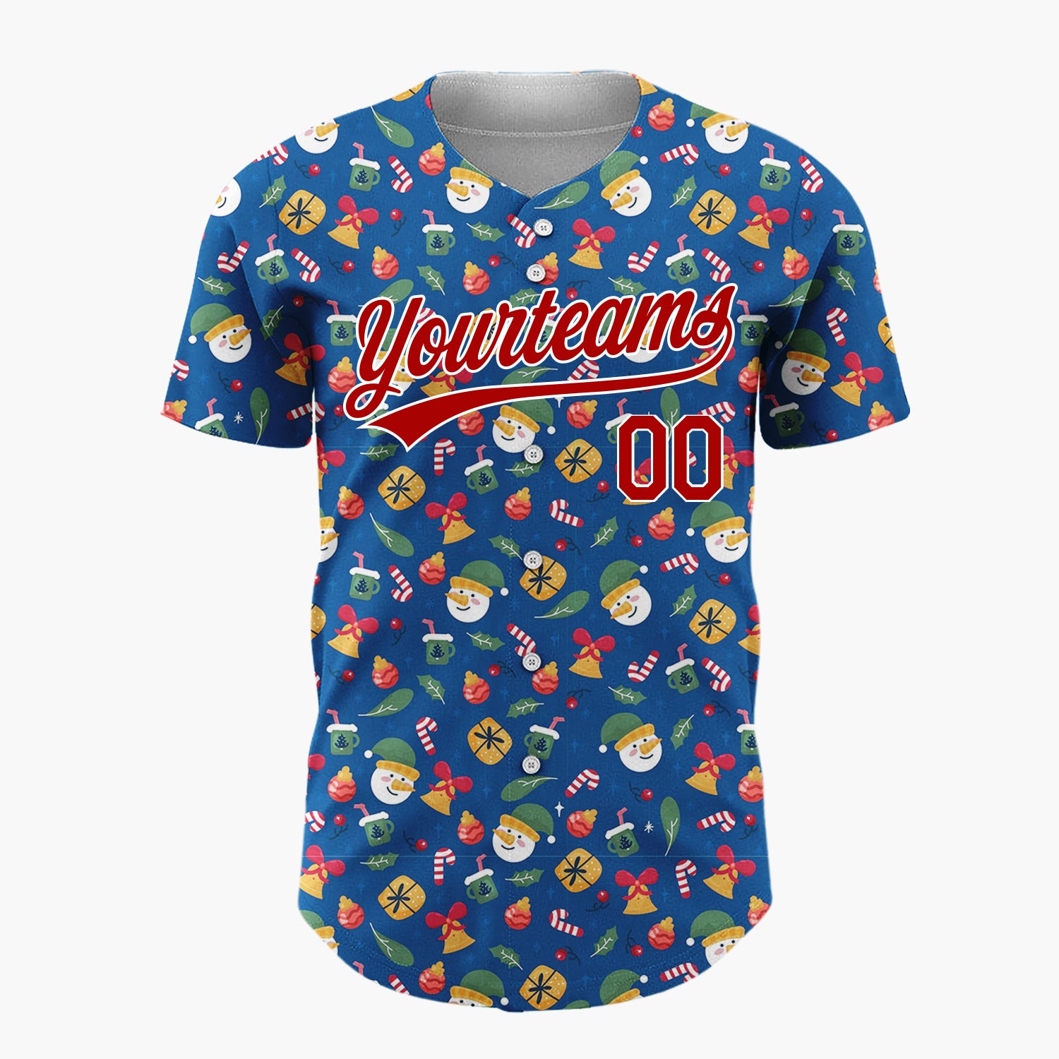 Custom Dark Blue Christmas Ornaments Abstract Cartoon Pattern Christmas Baseball Jersey
