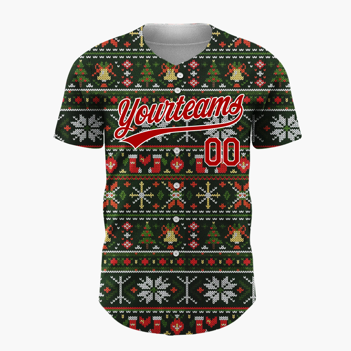 Custom Black Nordic Christmas Stripes Nordic Pattern Christmas Baseball Jersey