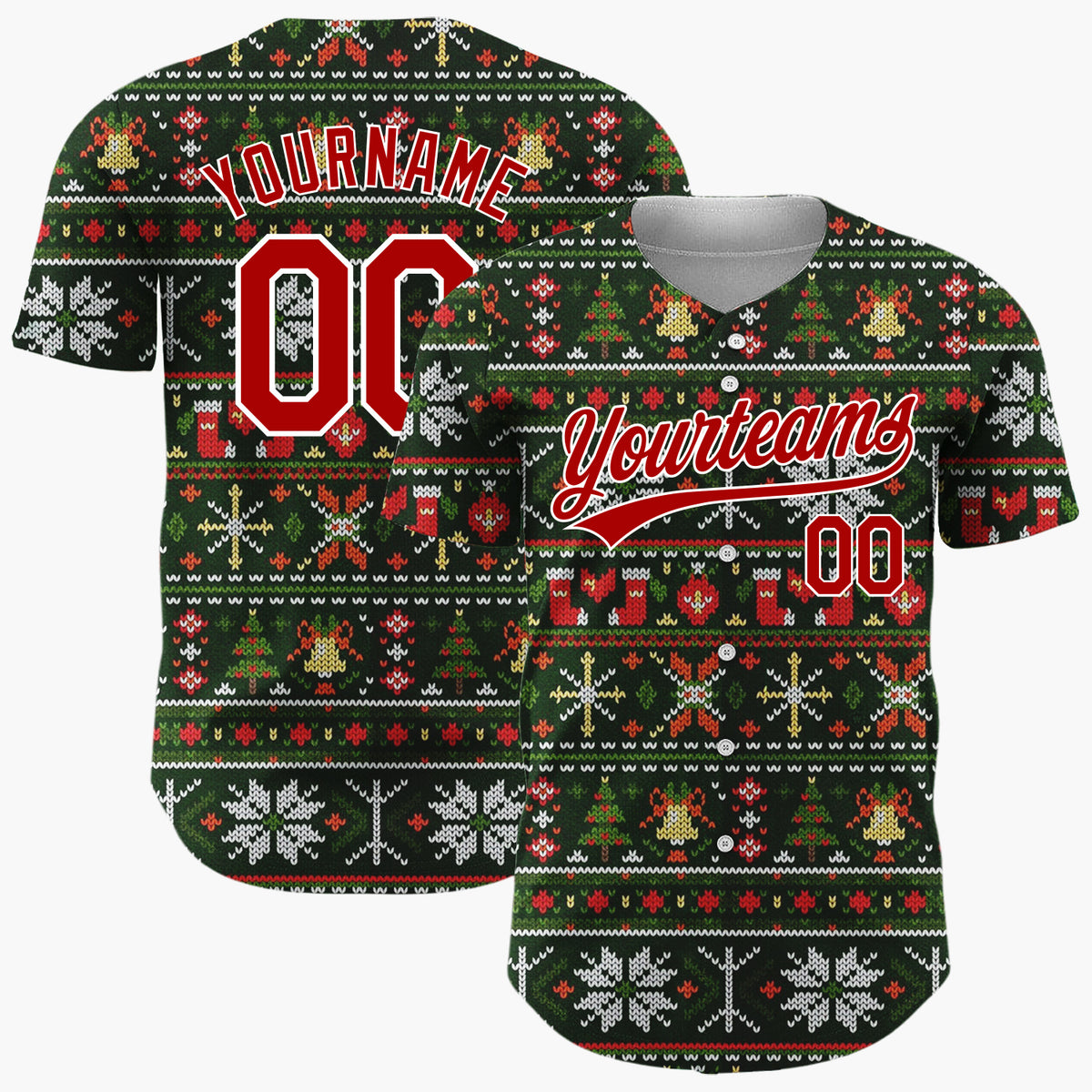 Custom Black Nordic Christmas Stripes Nordic Pattern Christmas Baseball Jersey