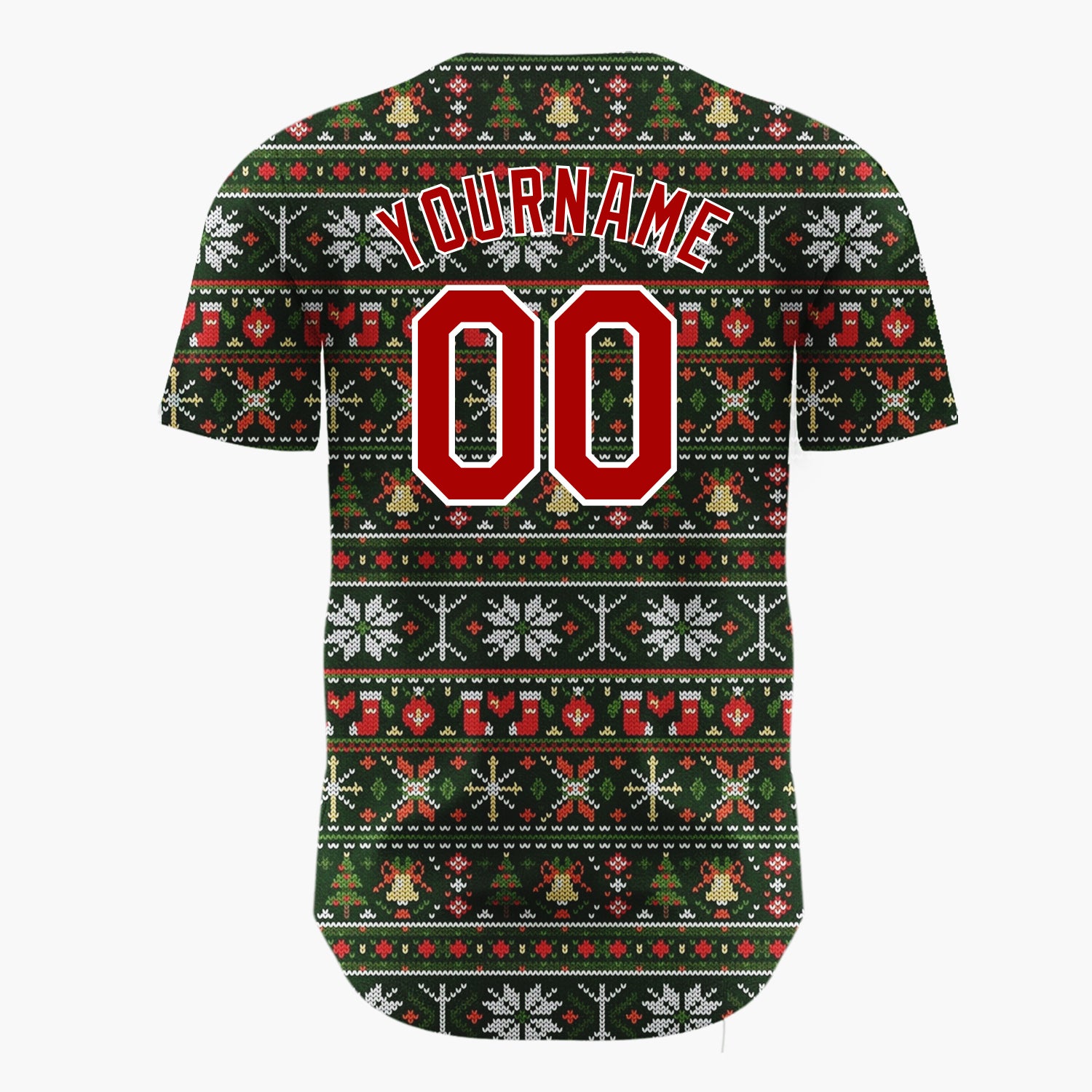 Custom Dark Green Nordic Christmas Stripes Nordic Pattern Christmas Baseball Jersey