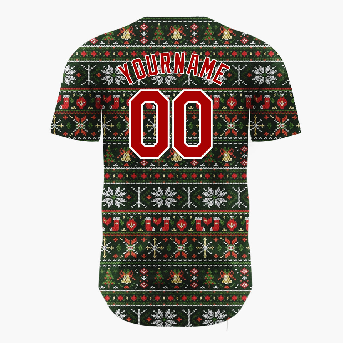 Custom Dark Green Nordic Christmas Stripes Nordic Pattern Christmas Baseball Jersey