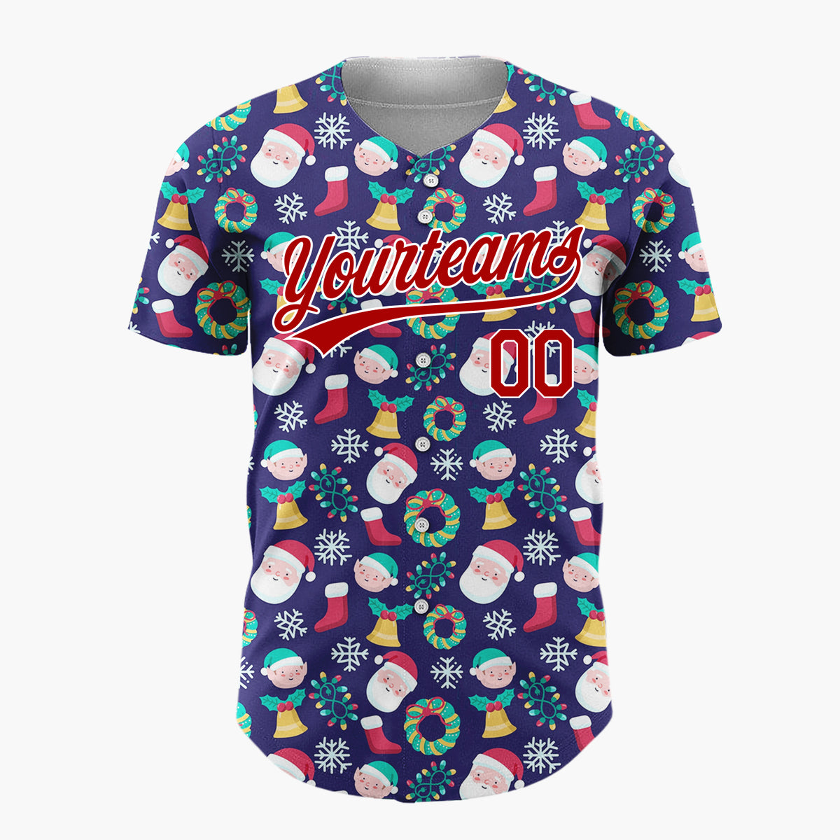 Custom Dark Blue Snowman Christmas Ornaments Cartoon Pattern Christmas Baseball Jersey