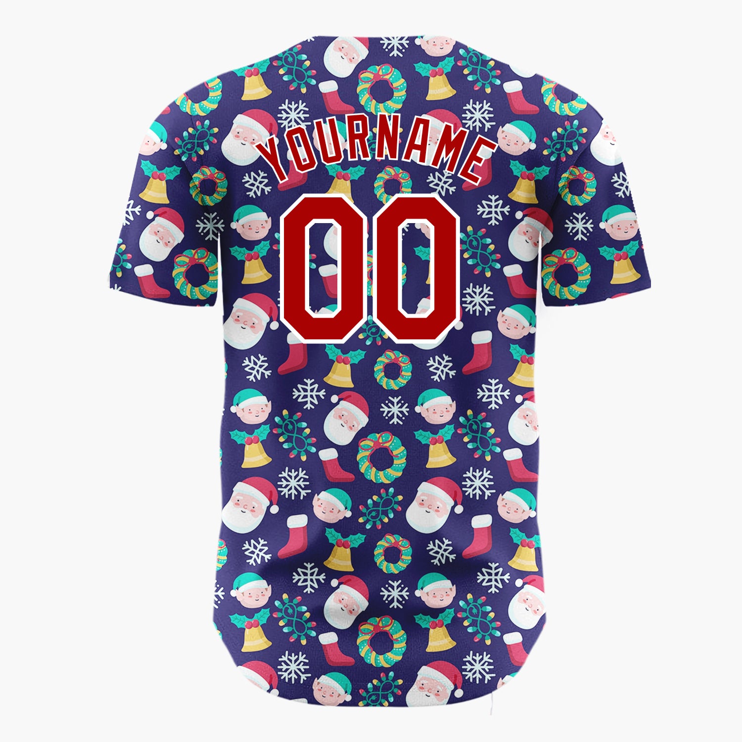 Custom Dark Blue Snowman Christmas Ornaments Cartoon Pattern Christmas Baseball Jersey
