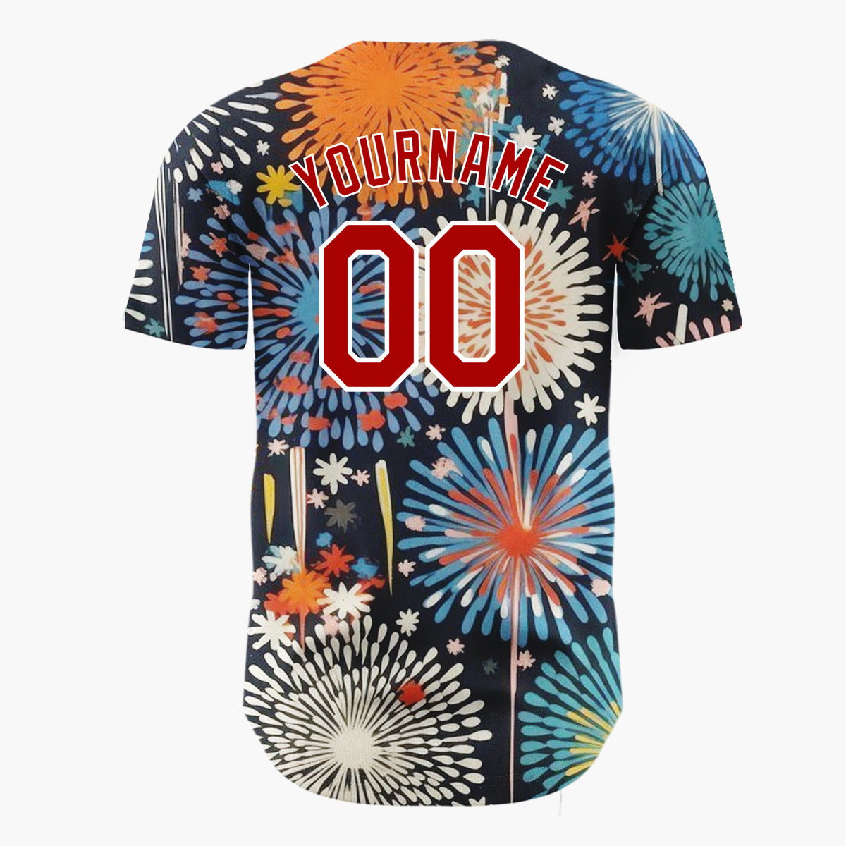 Custom Dark Blue Fireworks Abstract Pattern Christmas Baseball Jersey